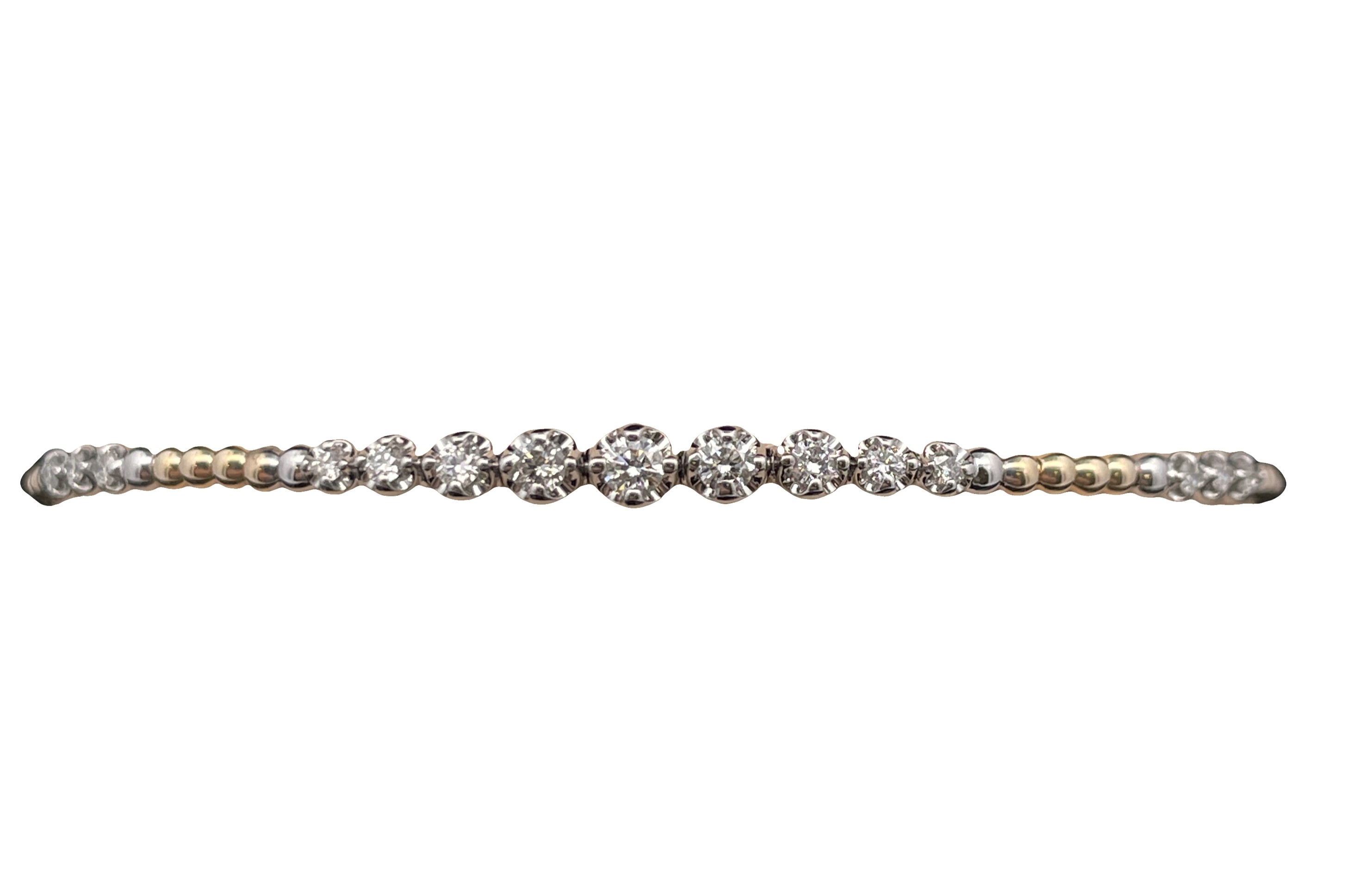 .41CTW 15 ROUND DIAMONDS 3+9+3 TRIPLE STATIONS FLEX BANGLE 14KYW