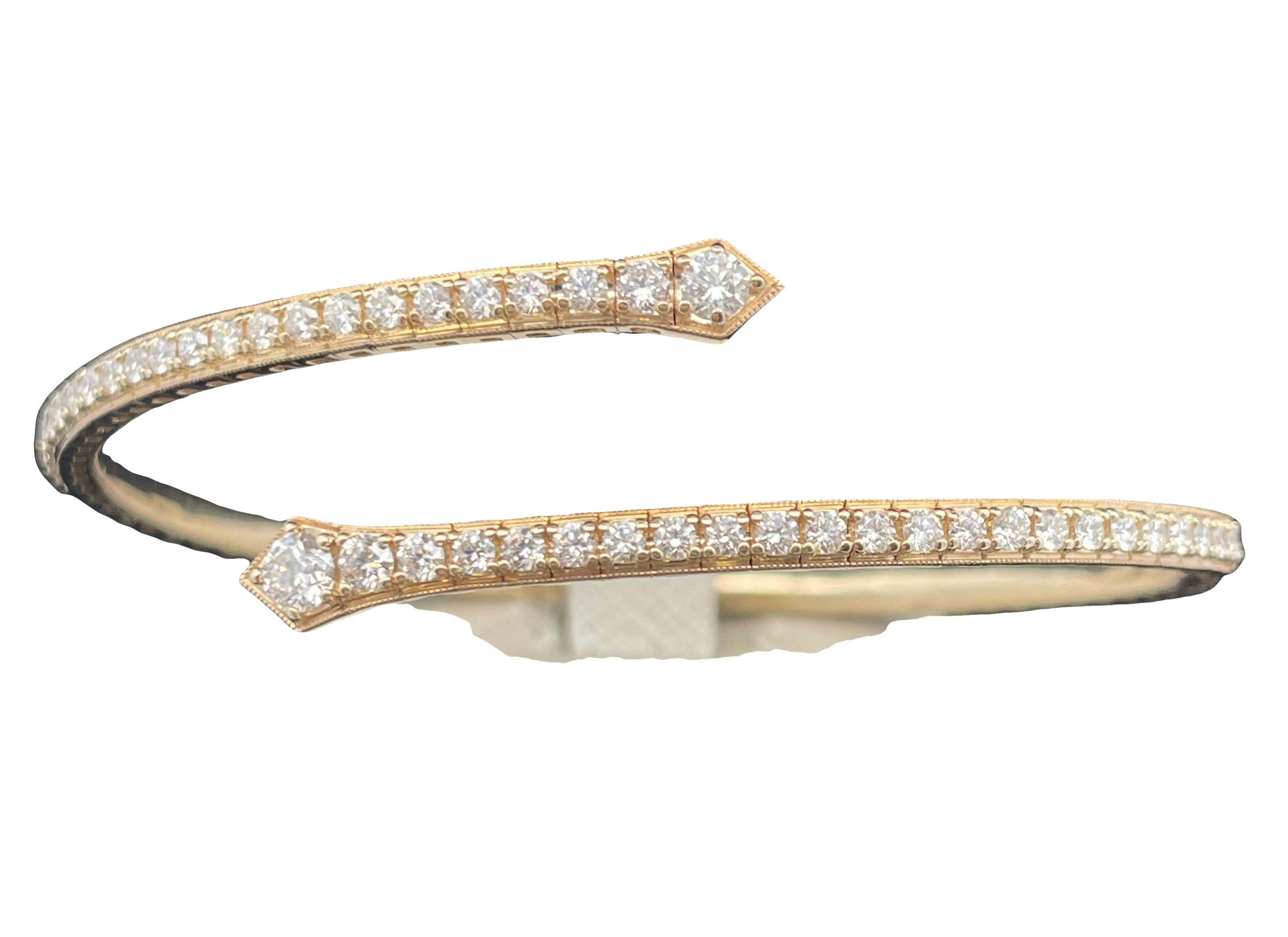 1.40CTW DIAMOND BYPASS BANGLE CONTAINING: 46 ROUND DIAMONDS 14KY