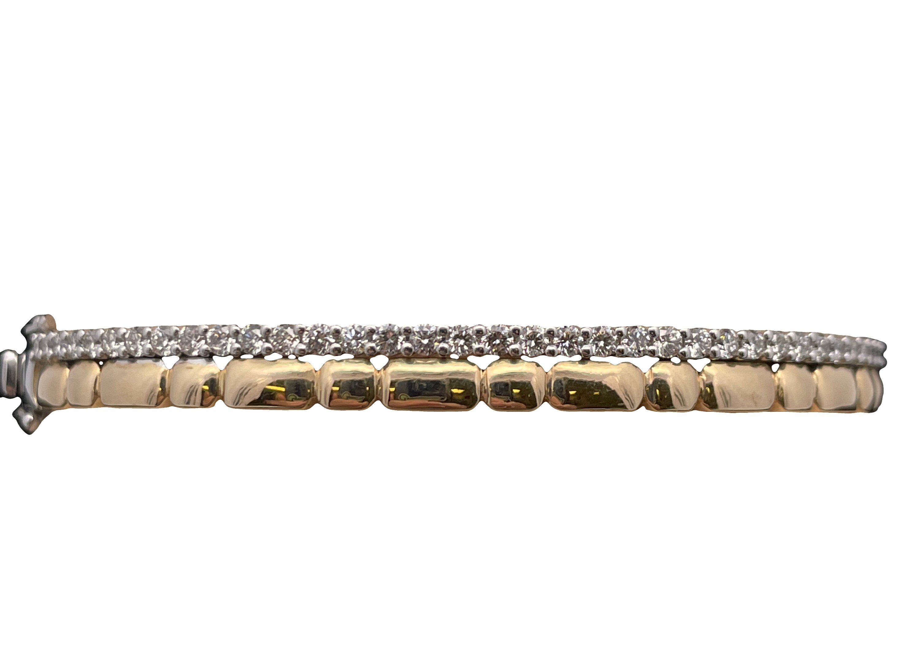 .95CTW QUILTED ACCENT DIAMOND HINGED BANGLE BRACELET CONTAINING: 36 ROUND DIAMONDS 14KWY