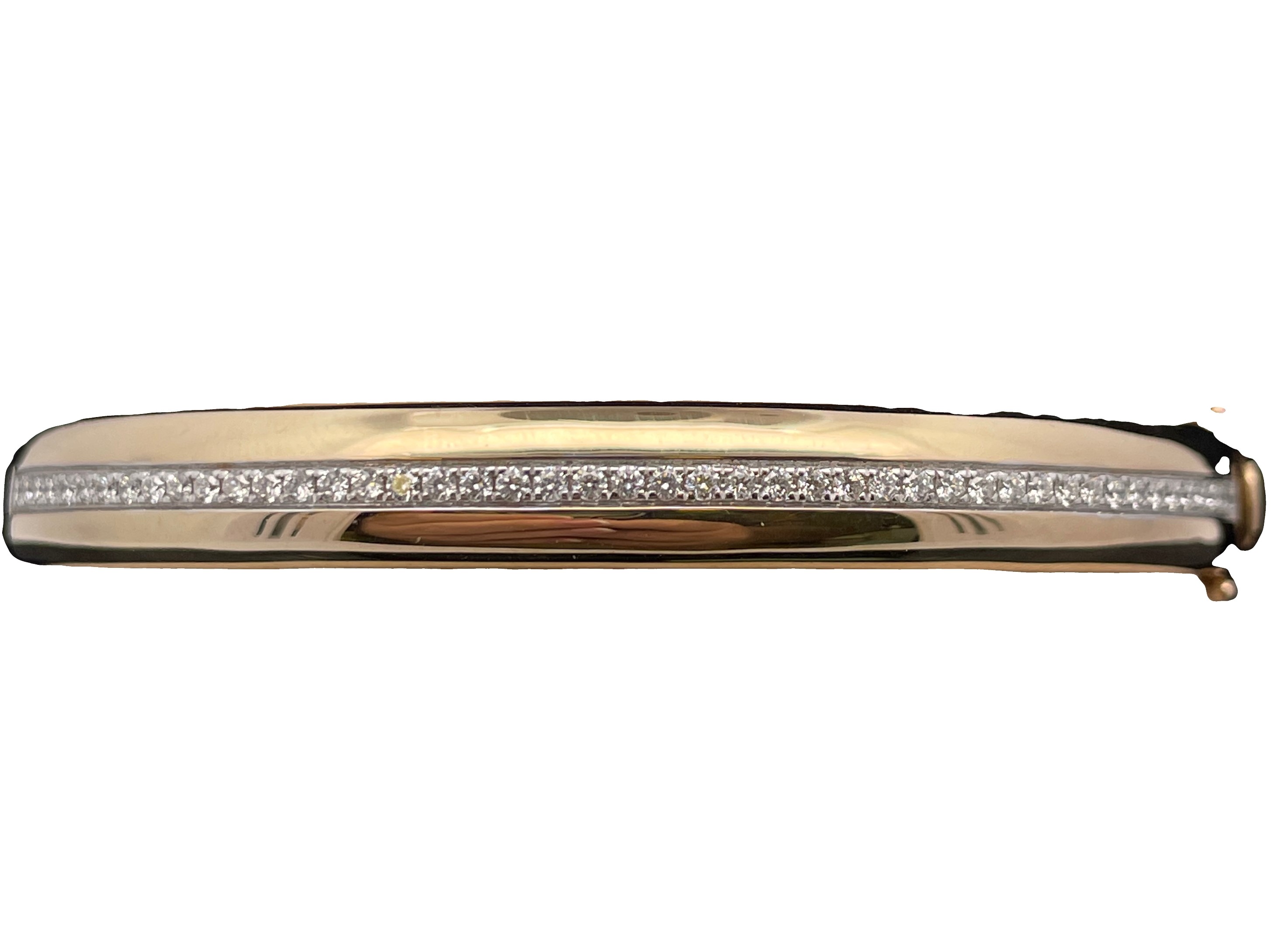 .61CTW 47 ROUND DIAMOND CENTER LINE HINGED BANGLE BRACELET 14KY