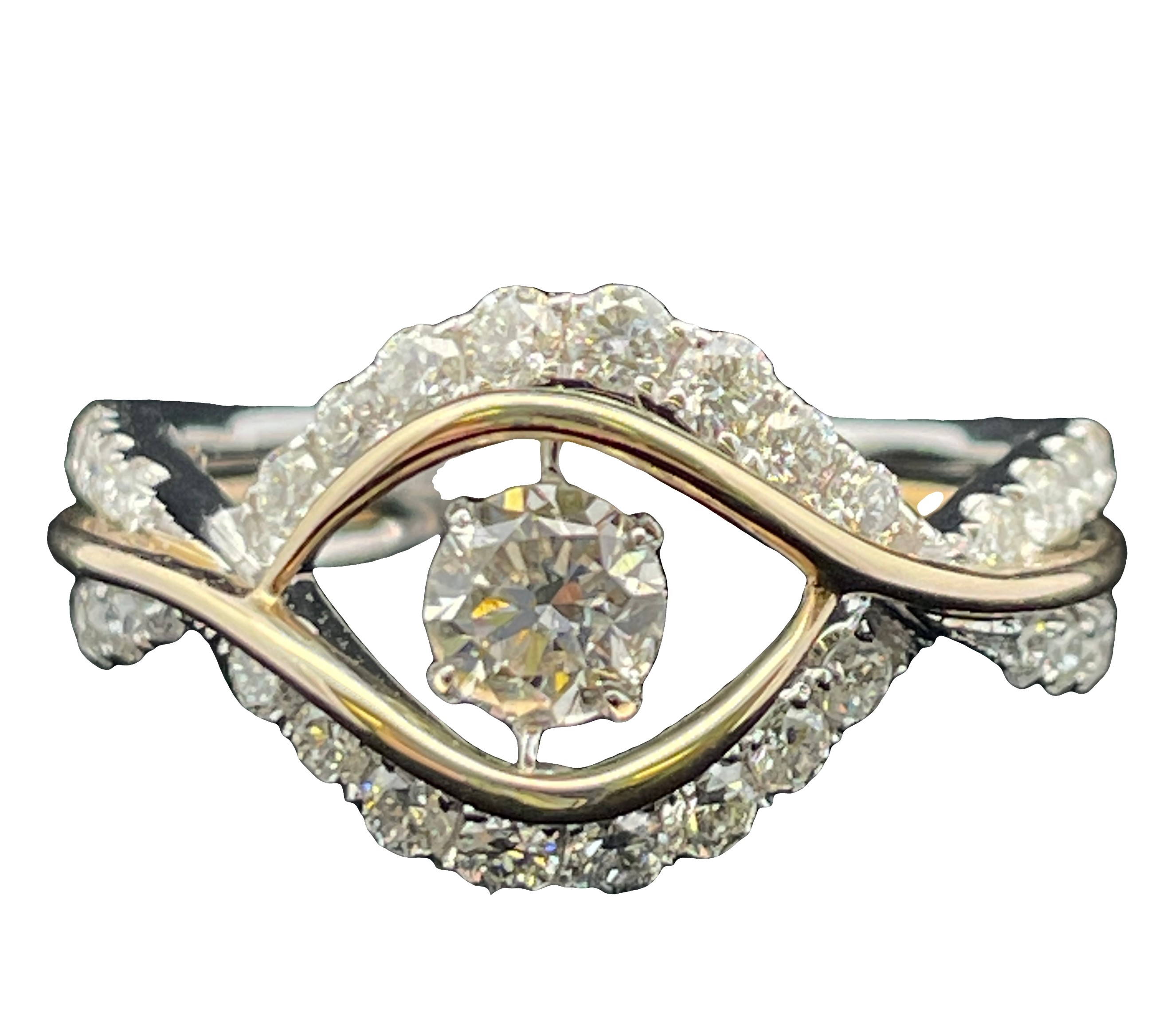 1.07CTW DIAMOND "DANCING DIAMOND" CENTER RING CONTAINING: 37 ROUND DIAMONDS 14KWY