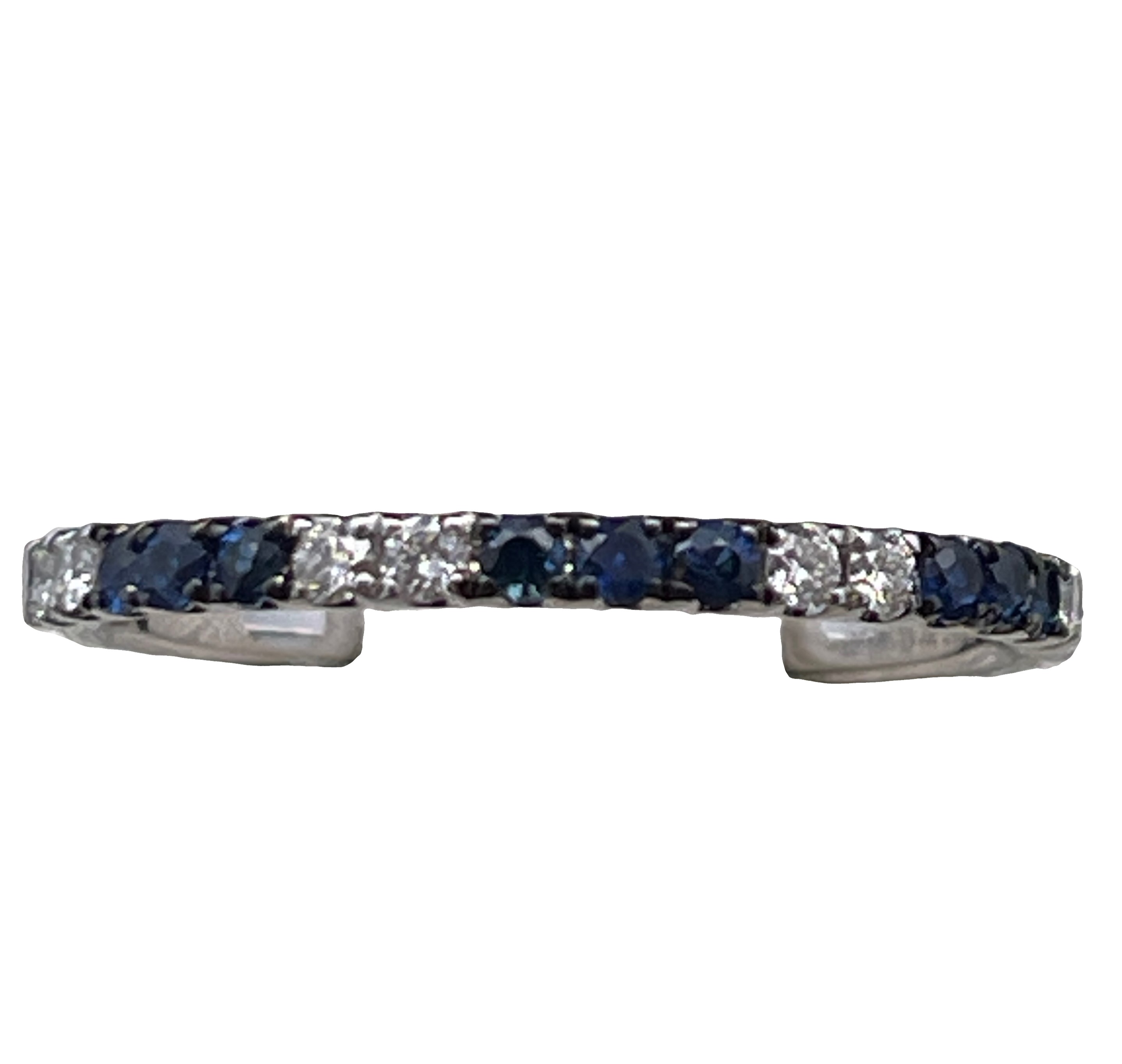 .33TGW SAPPHIRE + DIAMOND LDS BAND CONTAINING: 9 ROUND BLUE SAPPHIRES .21CTW + 8 ROUND DIAMONDS .12TDW 14KW