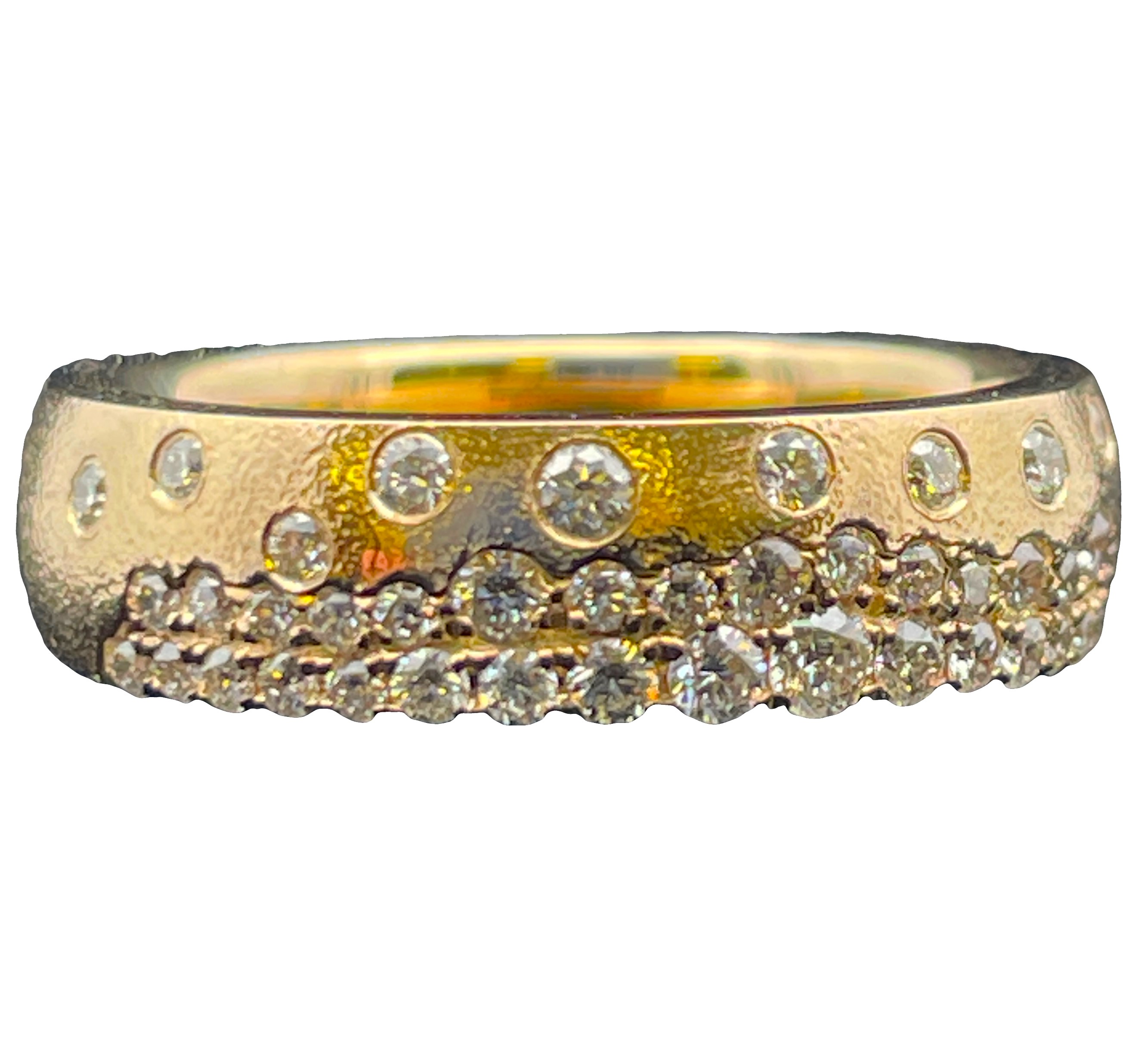 .52CTW LDS "SCATTER" DIAMOND BAND RING CONTAINING: 46 ROUND DIAMONDS 14KY