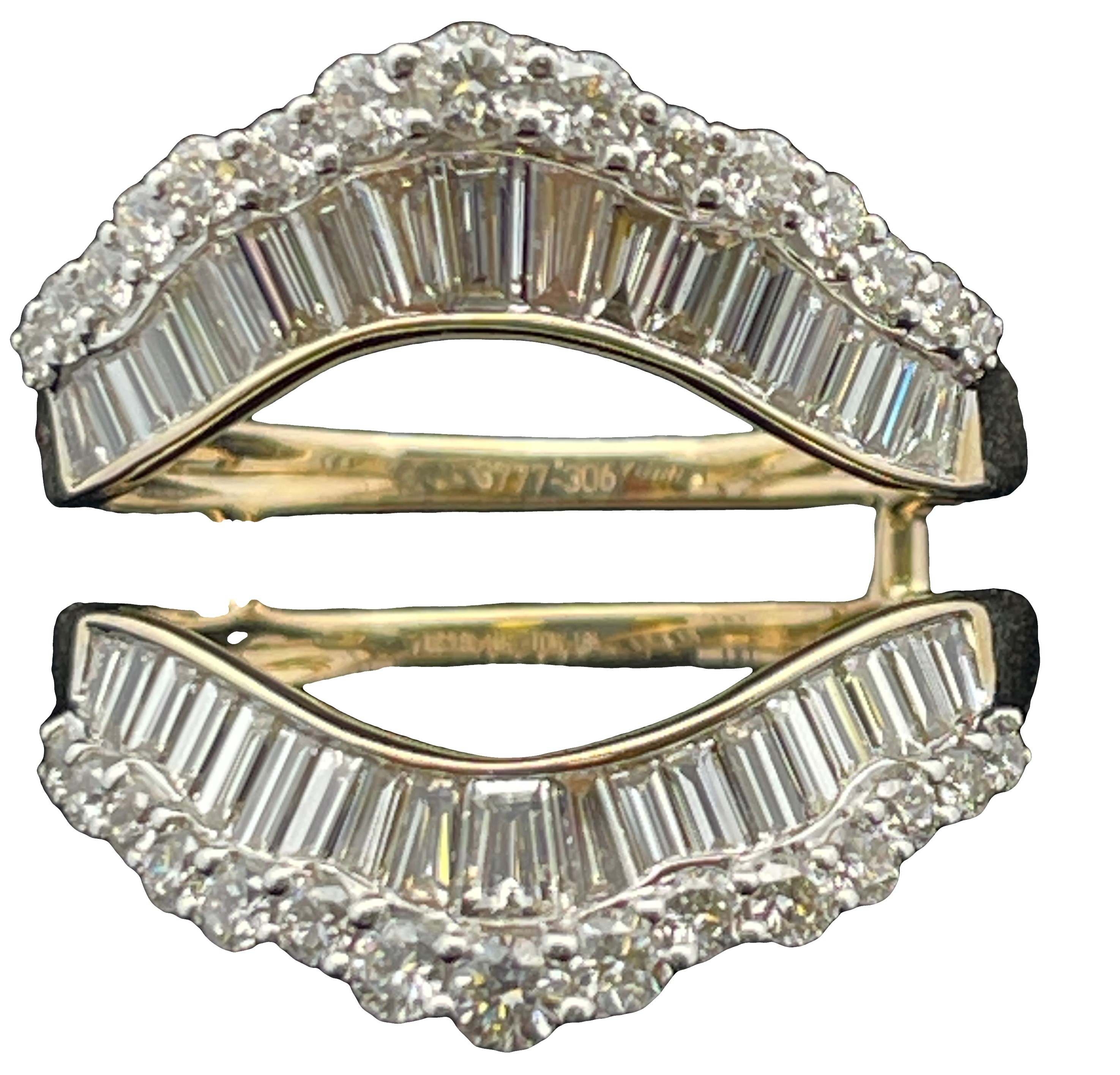 1.86CTW DIAMOND 2-ROW RING JACKET CONTAINING: 37 BAGUETTE DIAMONDS 1.187CTW + 30 ROUND DIAMONDS .677CTW 14KY