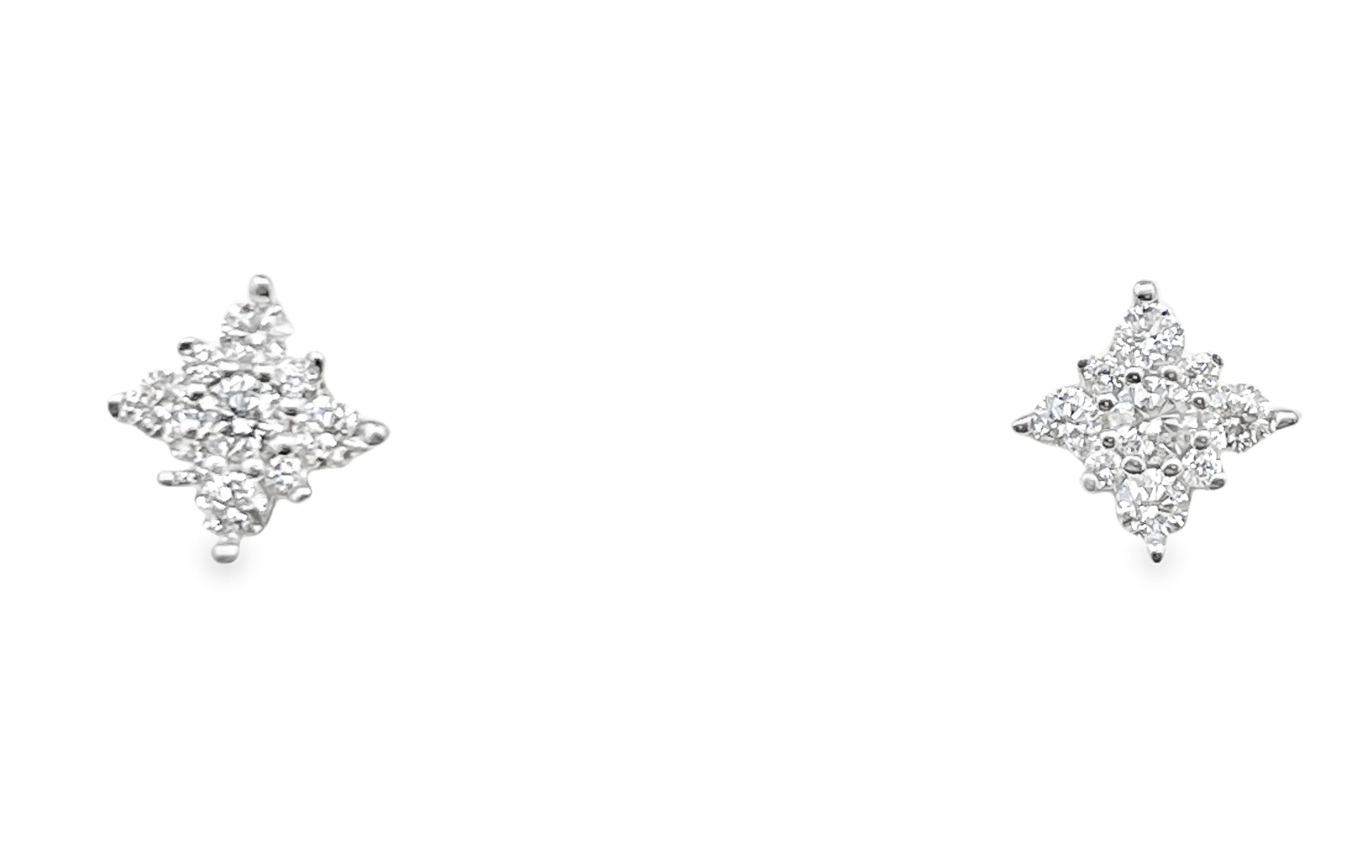 1/4CTW DIAMOND STAR CLUSTER 18 ROUND DIAMOND STUD EARRINGS 10KY