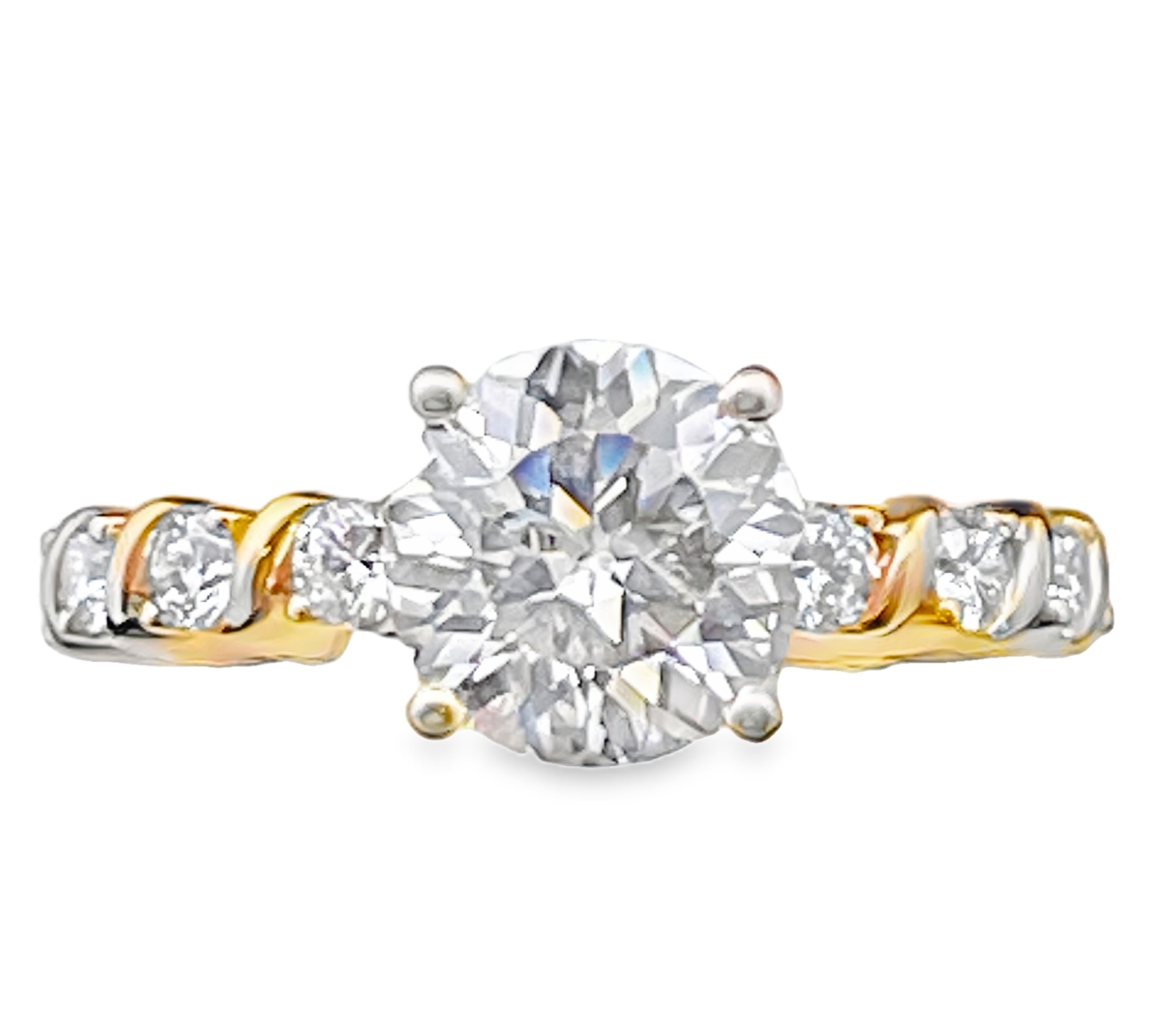 SUPER MAN MADE CREATED 2.30CTW ENGAGEMENT RING CONTAINING: 1.82CT ROUND DIAMOND CENTER E VVS2 IGI LG669438578 + 20 ROUND DIAMONDS .48CTW F VS2 14KY