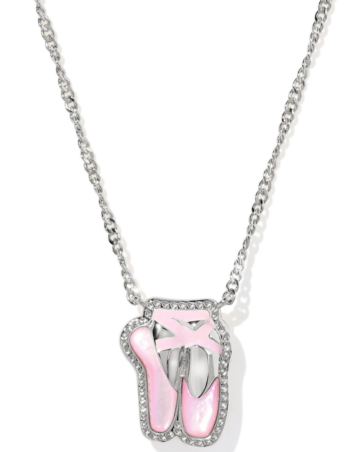 KENDRA SCOTT BALLET BLUSH MOTHER OF PEARL RHODIUM SHORT PENDANT NECKLACE