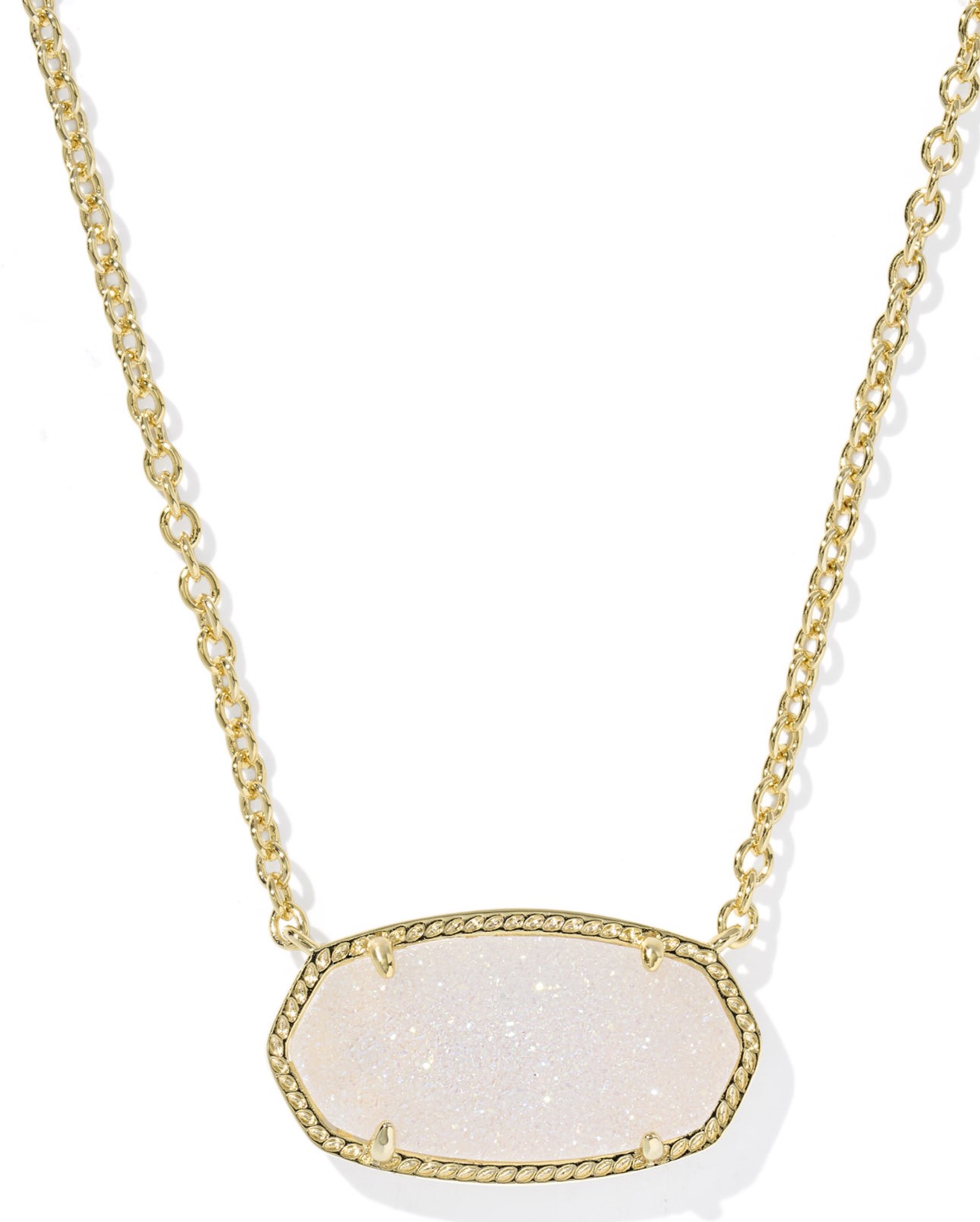 KENDRA SCOTT ELISA IRIDESCENT DRUSY GOLD TONE STATEMENT PENDANT NECKLACE
