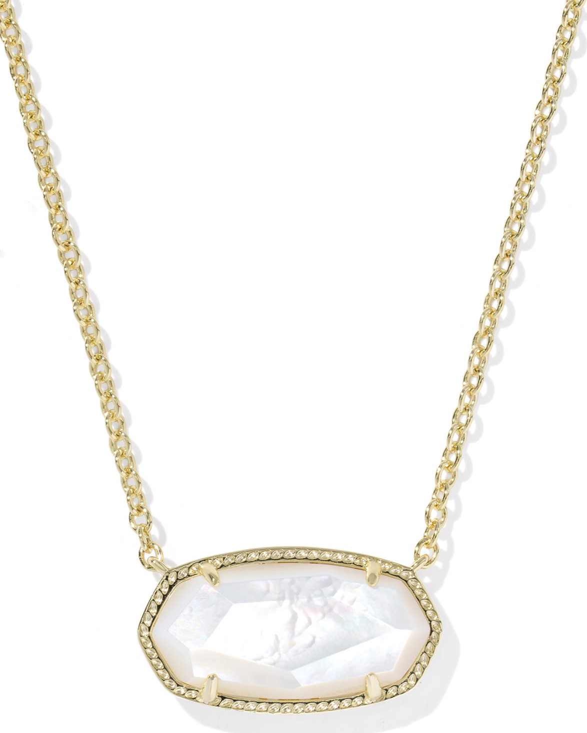 KENDRA SCOTT ELISA IVORY MOTHER OF PEARL GOLD TONE STATEMENT PENDANT NECKLACE