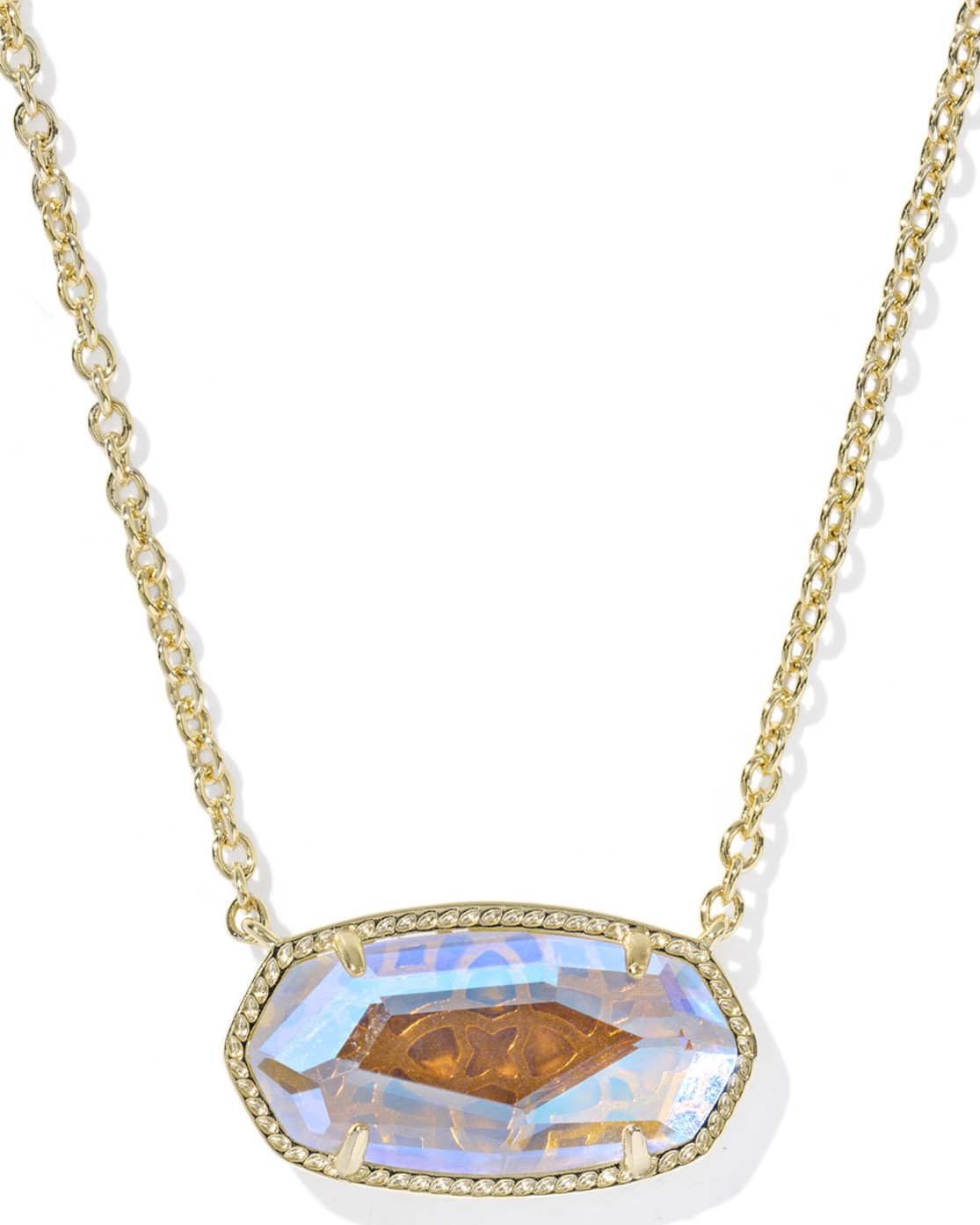 KENDRA SCOTT ELISA DICHROIC GLASS GOLD TONE STATEMENT PENDANT NECKLACE