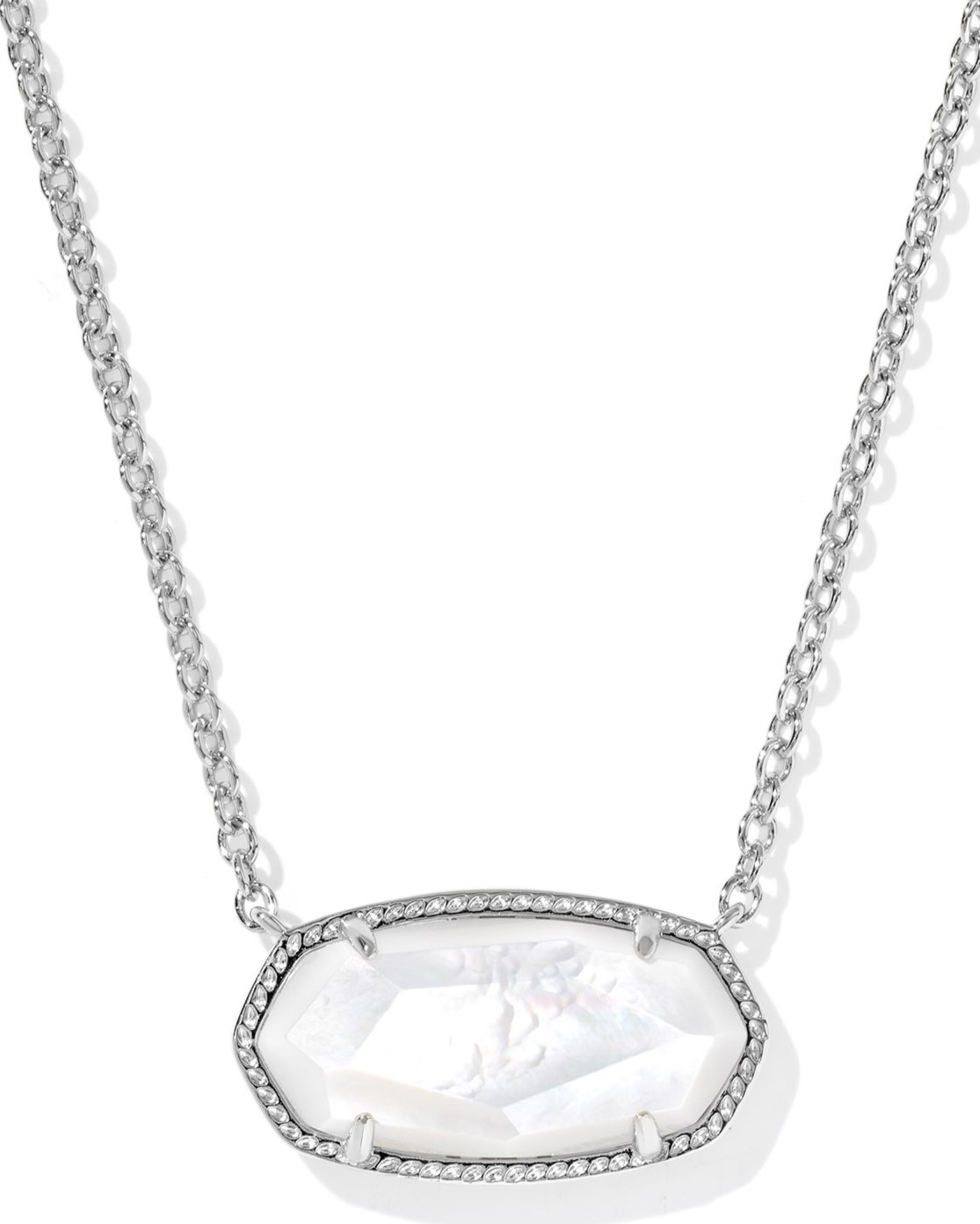KENDRA SCOTT ELISA IVORY MOTHER OF PEARL RHODIUM STATEMENT PENDANT NECKLACE