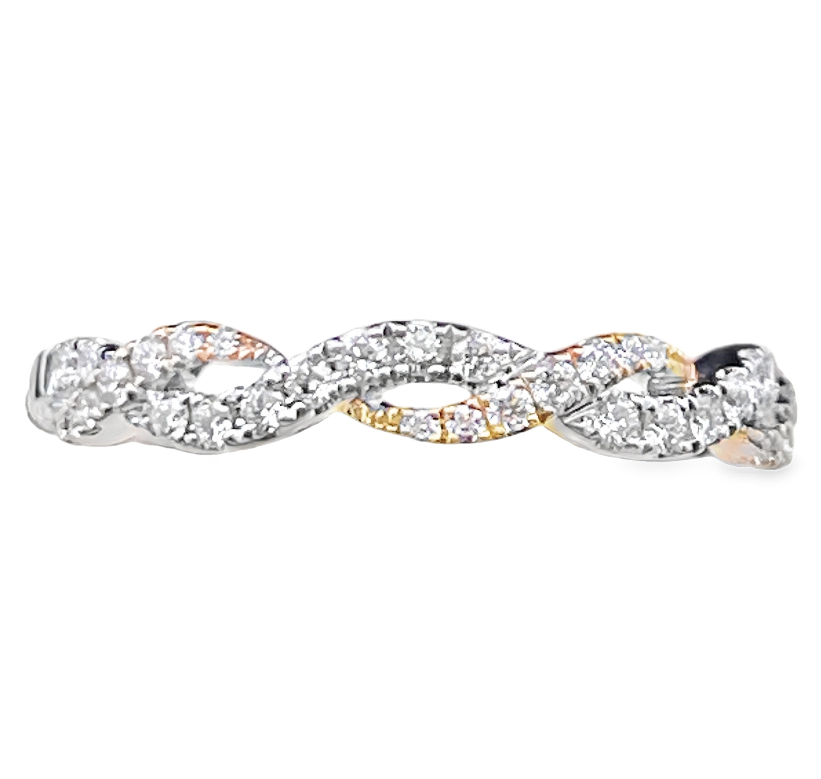 .24CTW TWO-TONE DIAMOND CROSSOVER BAND CONTAINING: 39 ROUND DIAMONDS 14KWY