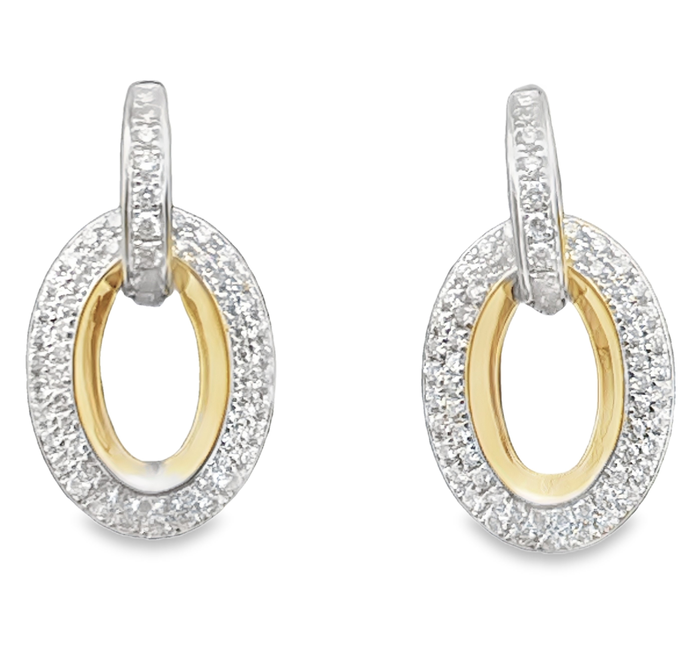 .64CTW DIAMOND PAVE OVAL DOORKNOCKER EARRINGS CONTAINING: 132 ROUND DIAMONDS 14KY