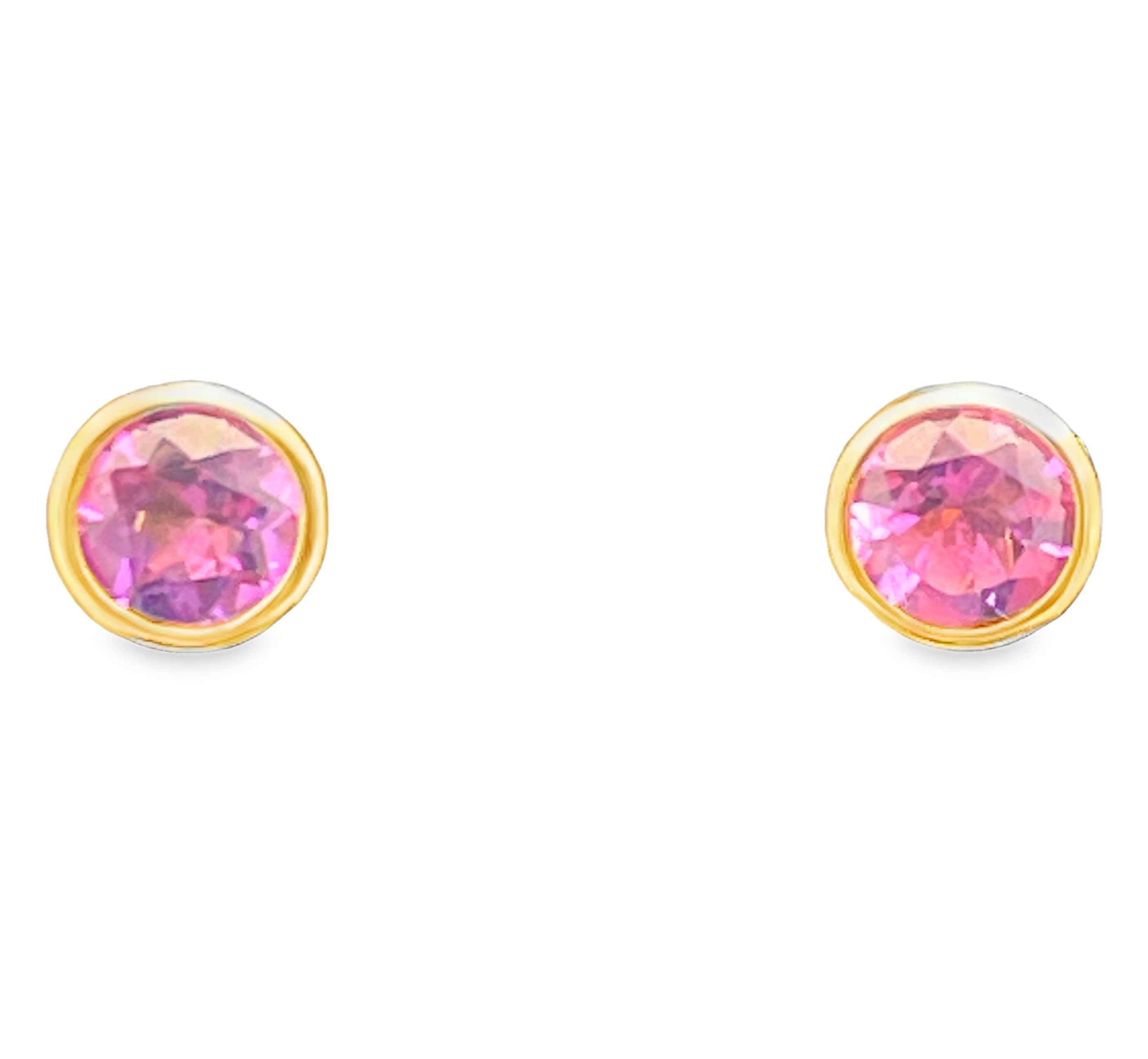 5MM BEZEL-SET ROUND AMETHYST STUD EARRINGS 14KY