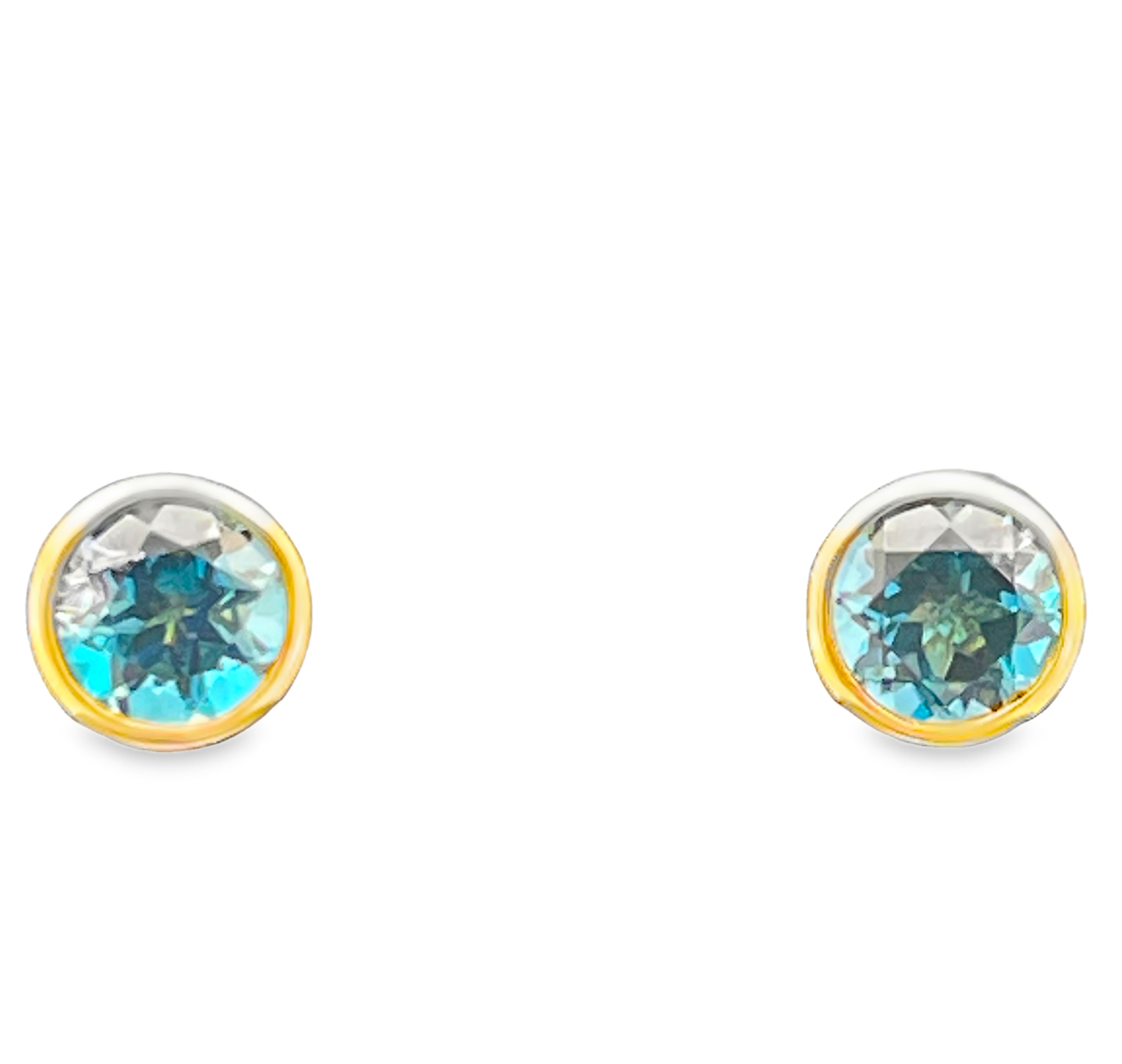 5MM BEZEL-SET ROUND LONDON BLUE TOPAZ STUD EARRINGS 14KY