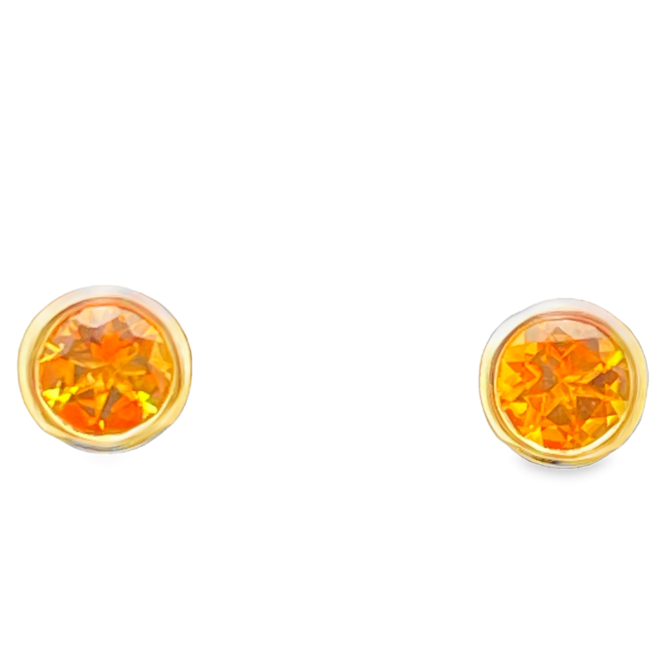5MM BEZEL-SET ROUND CITRINE STUD EARRINGS 14KY