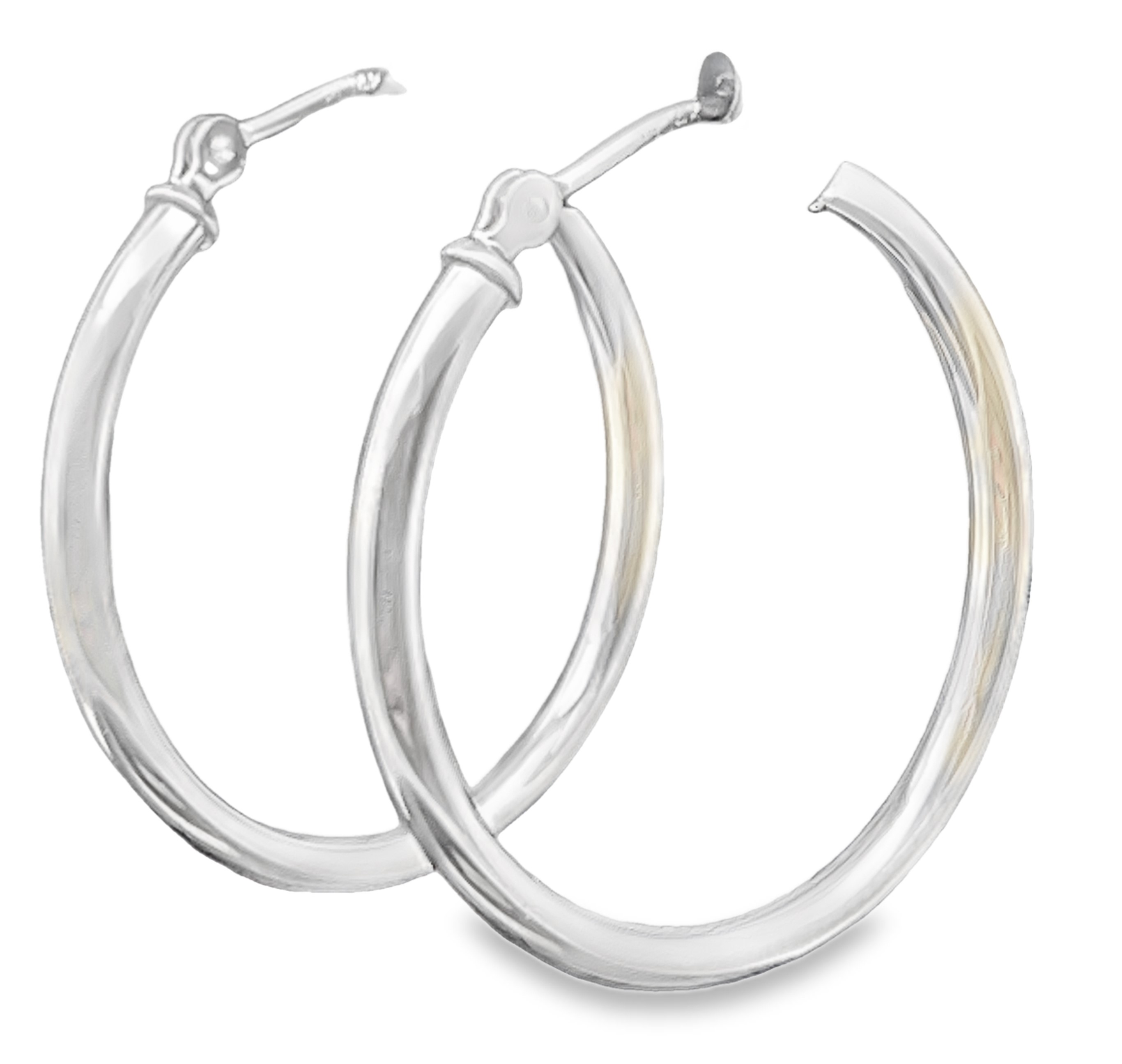 2X25MM ROUND TUBE HOOP EARRINGS 14KW
