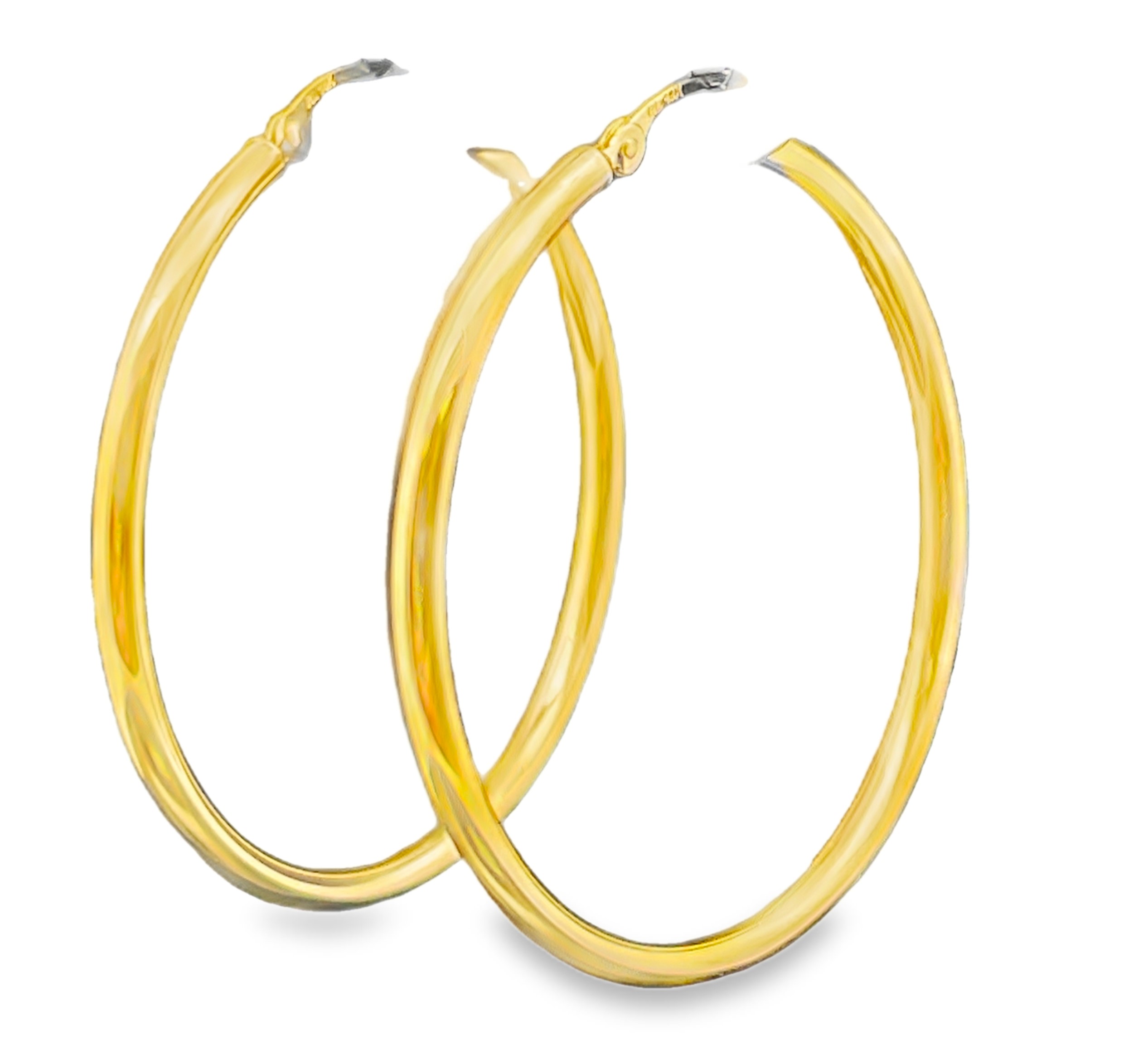 2X35MM ROUND TUBE HOOP EARRINGS 14KY