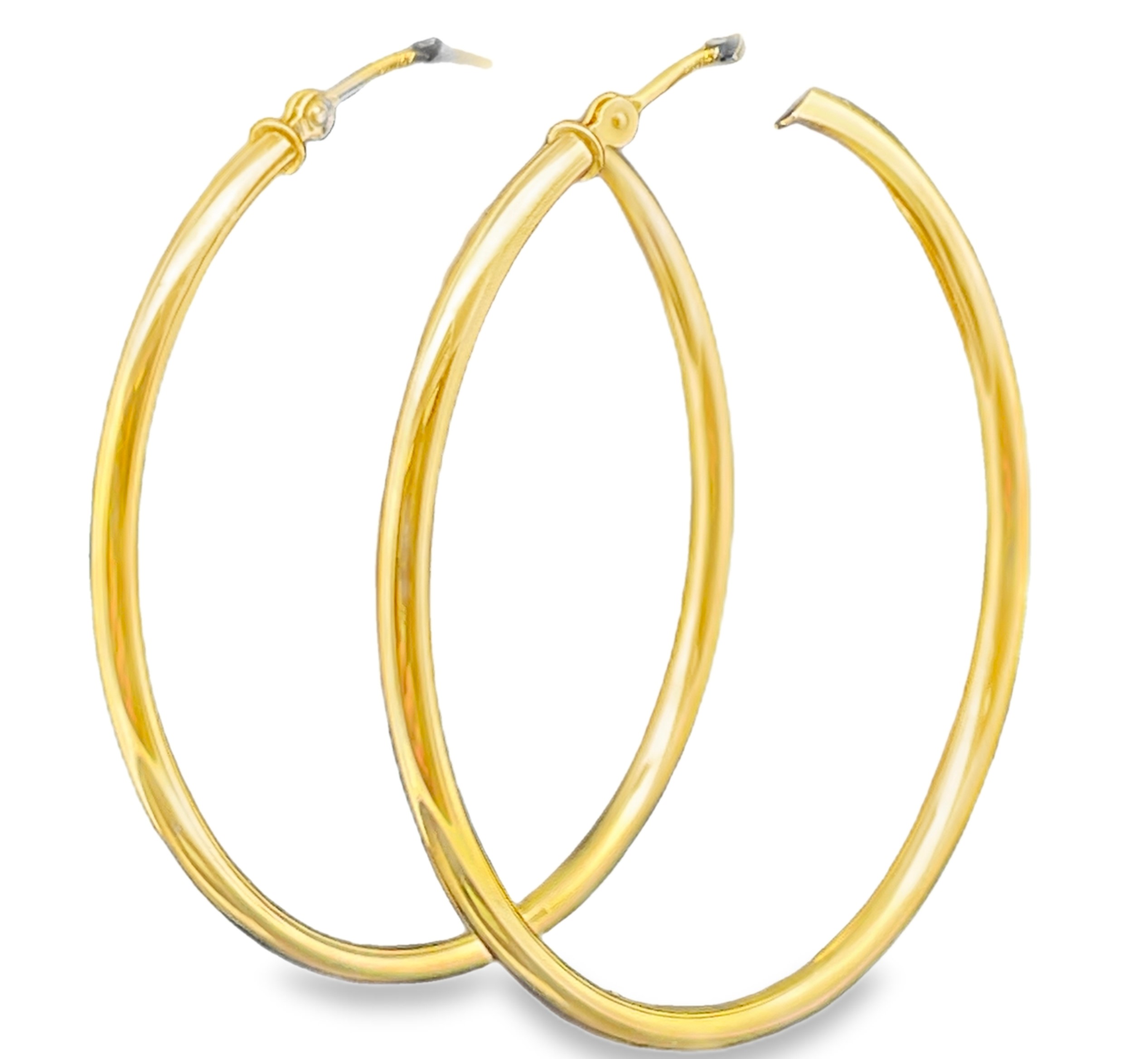 2X40MM ROUND TUBE HOOP EARRINGS 14KY