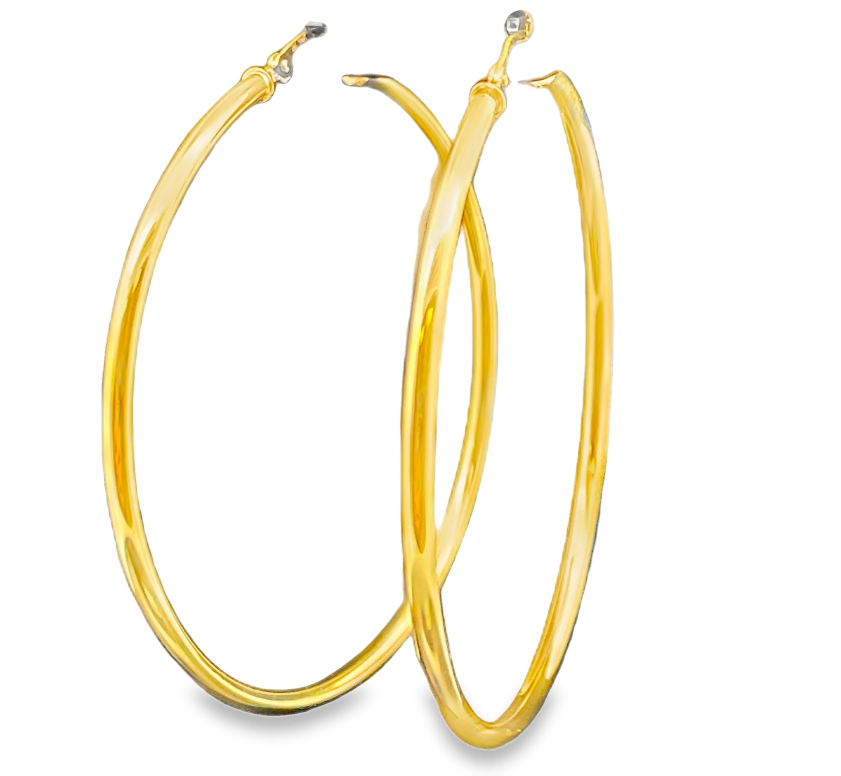 2X50MM ROUND TUBE HOOP EARRINGS 14KY