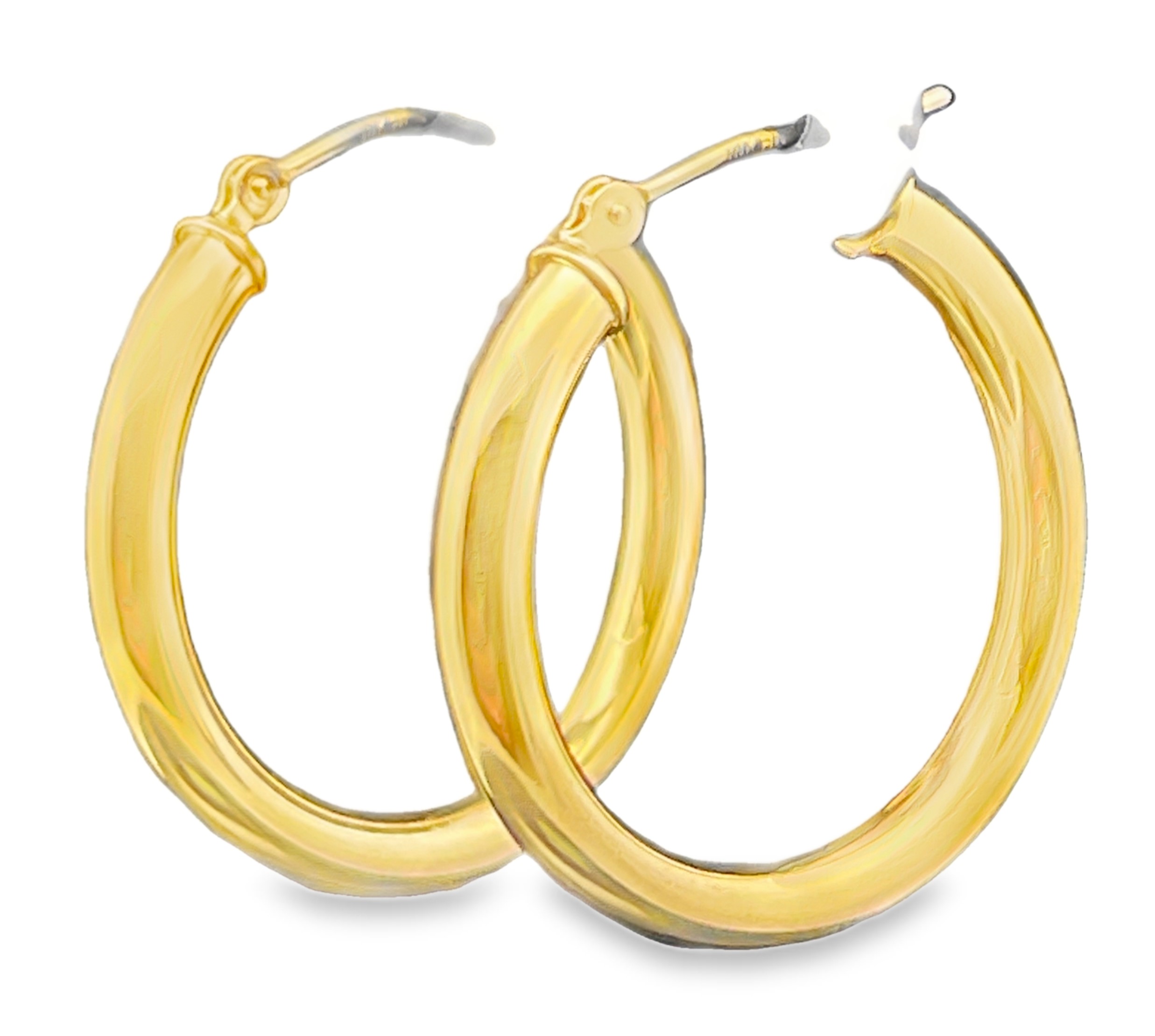 3X25MM ROUND TUBE HOOP EARRINGS 14KY