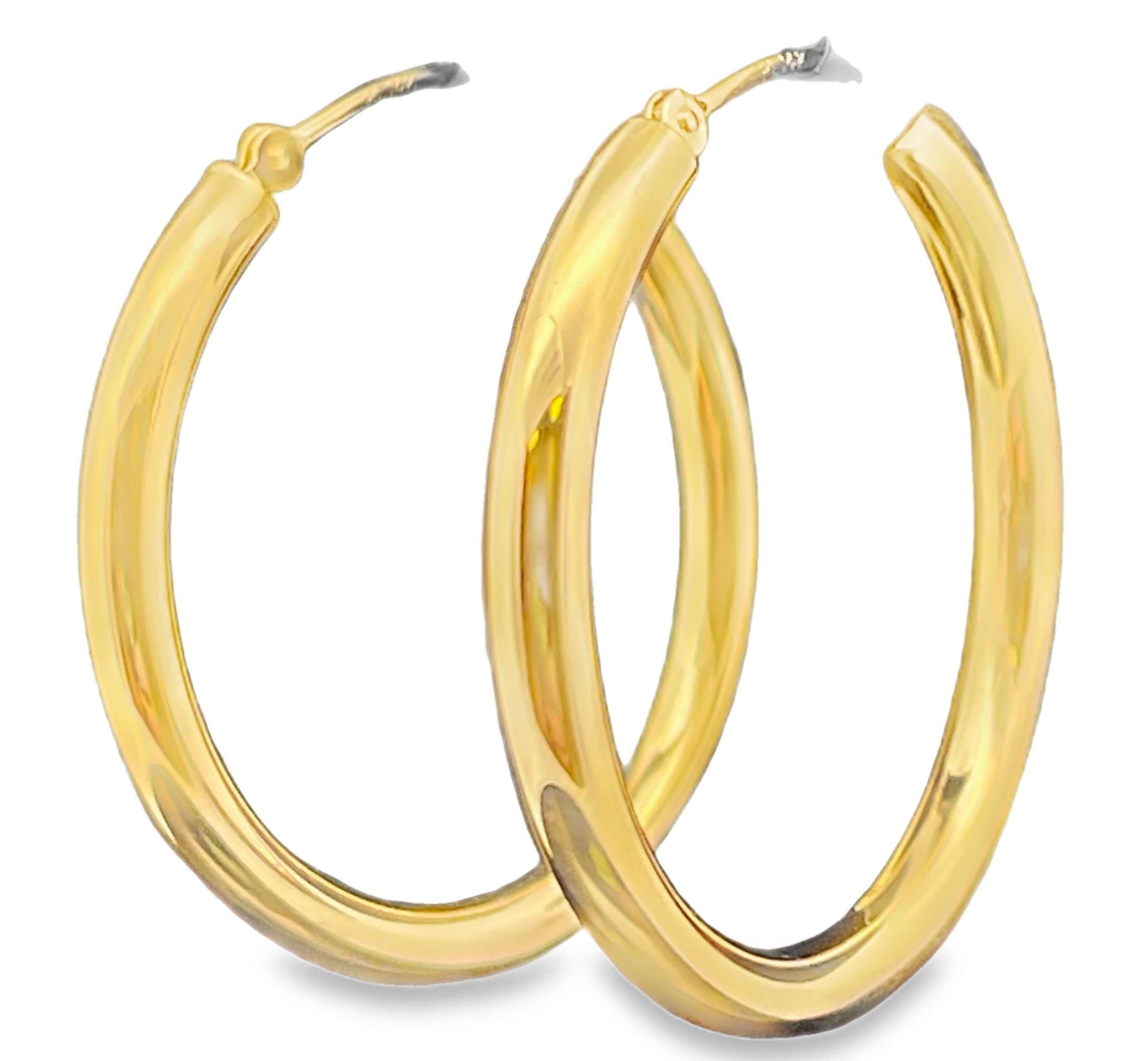 3X30MM ROUND TUBE HOOP EARRINGS 14KY