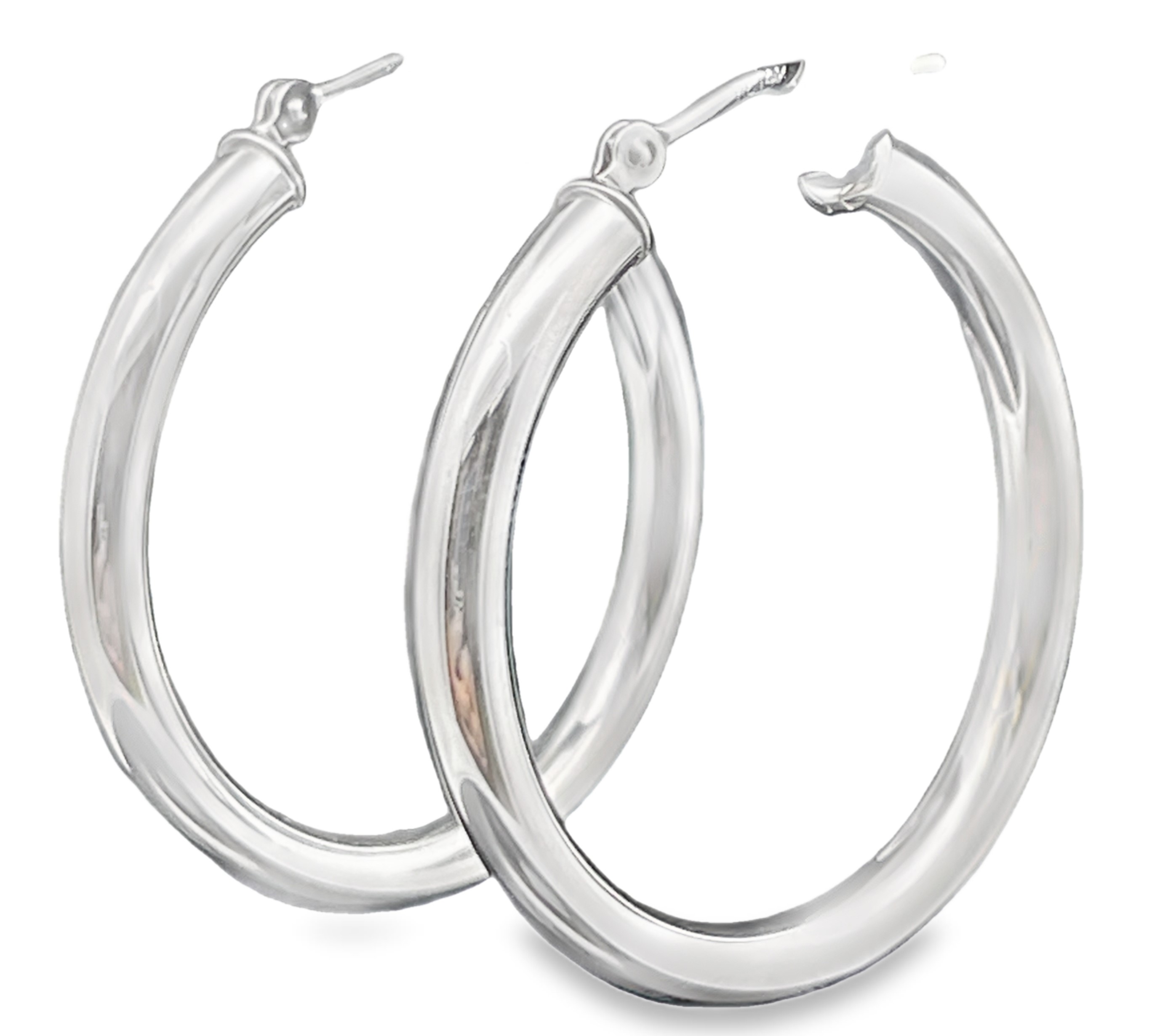 3X30MM ROUND TUBE HOOP EARRINGS 14KW