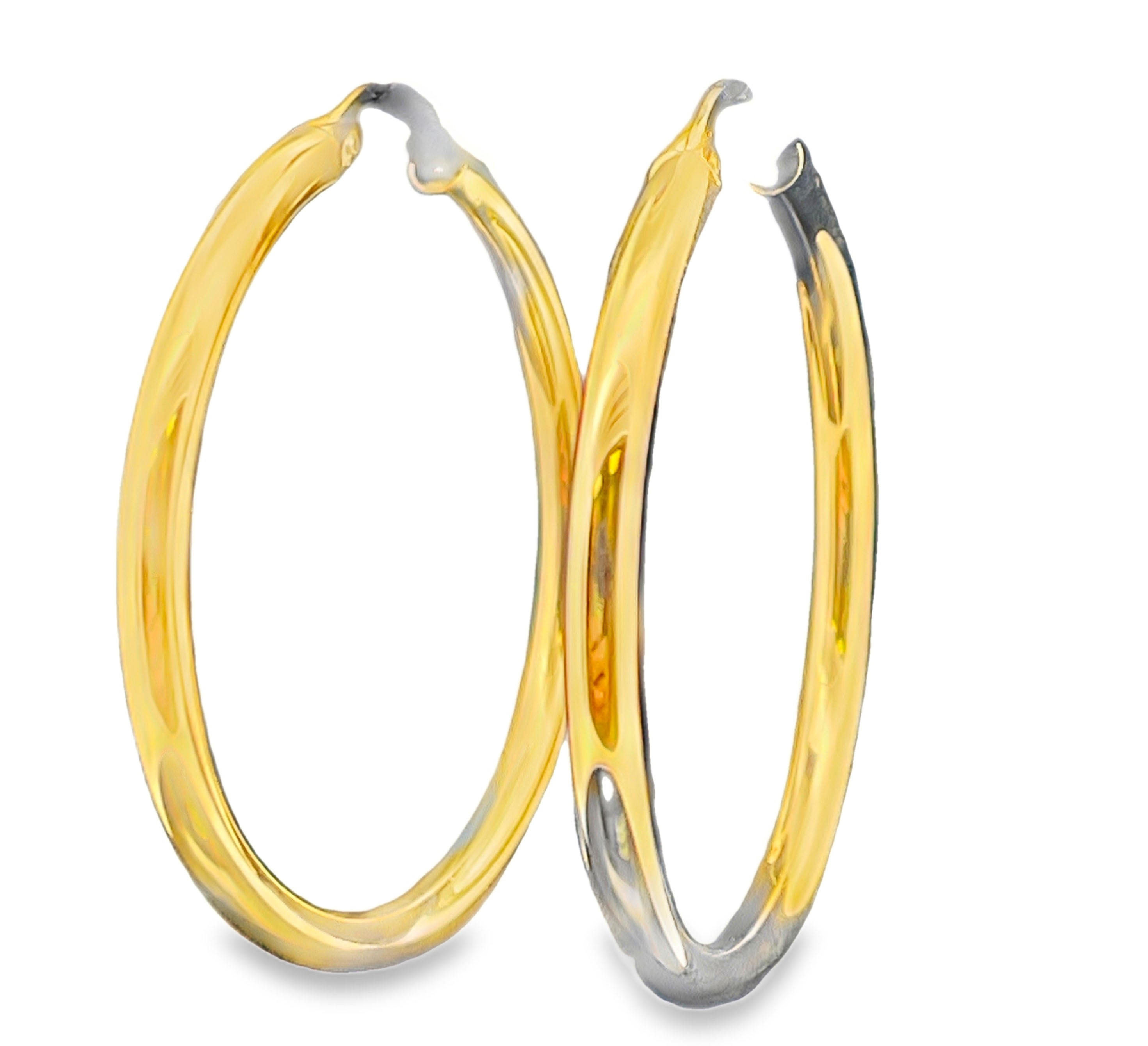 3X40MM ROUND TUBE HOOP EARRINGS 14KY