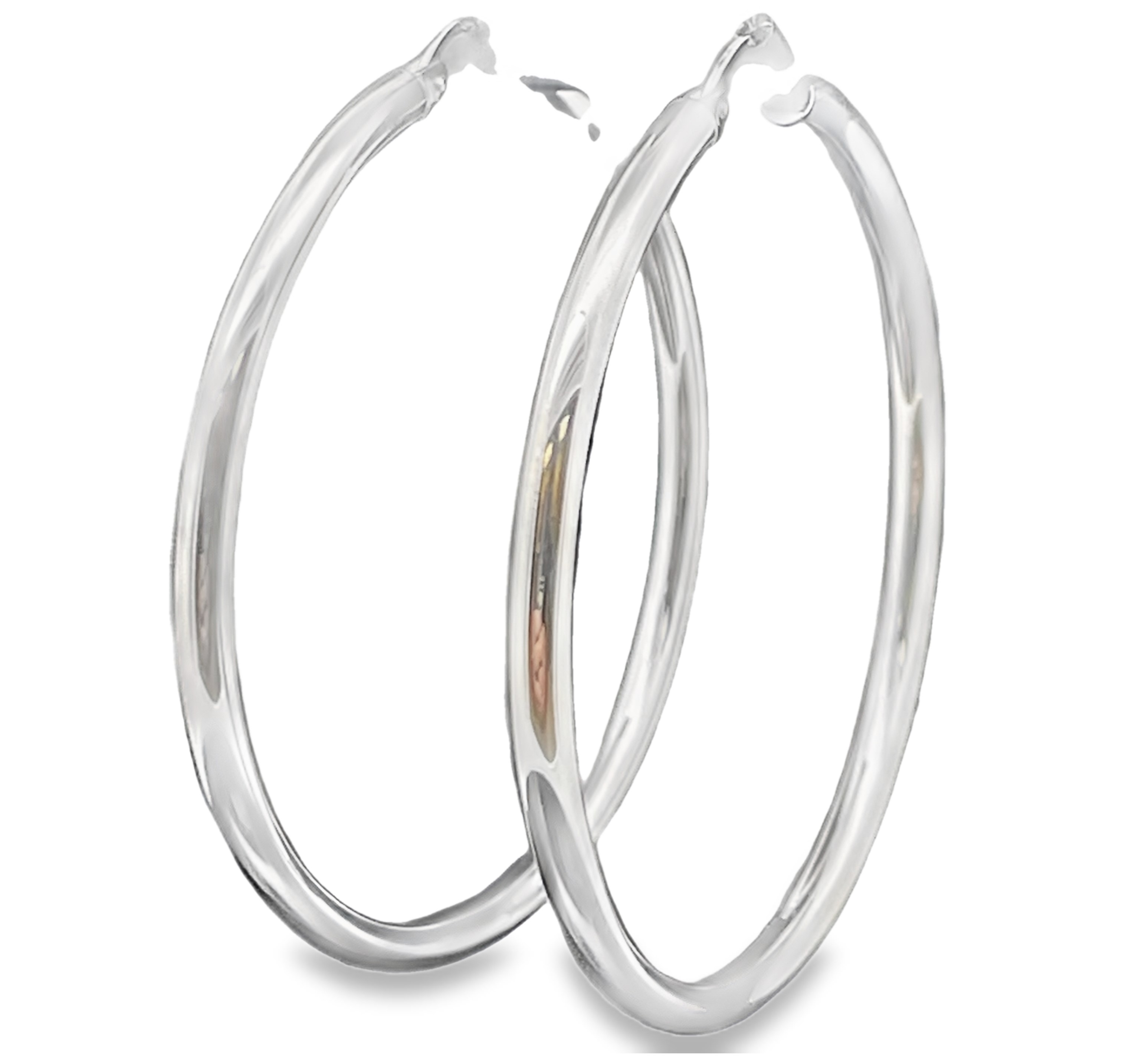 3X50MM ROUND TUBE HOOP EARRINGS 14KW