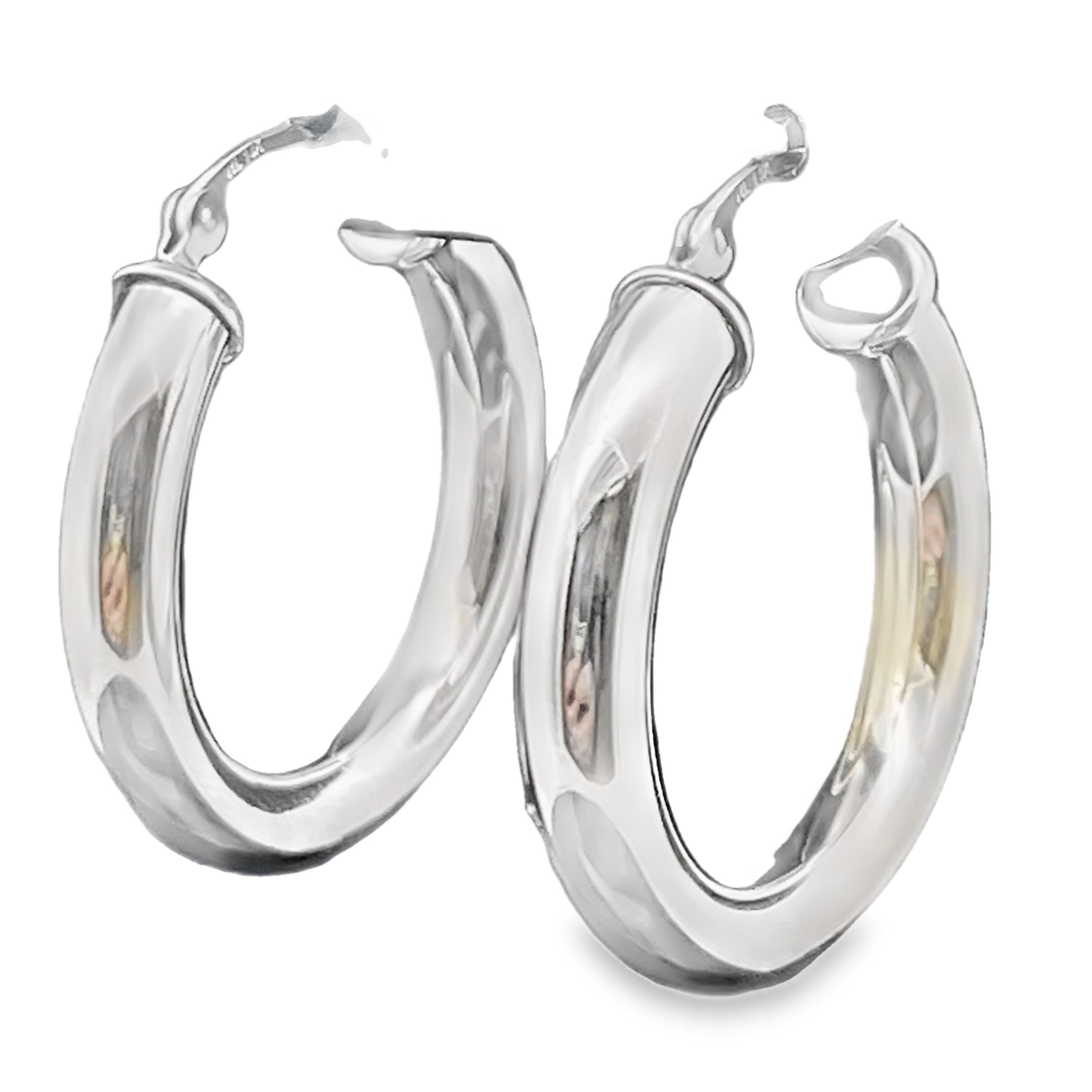 4X25MM ROUND TUBE HOOP EARRINGS 14KW