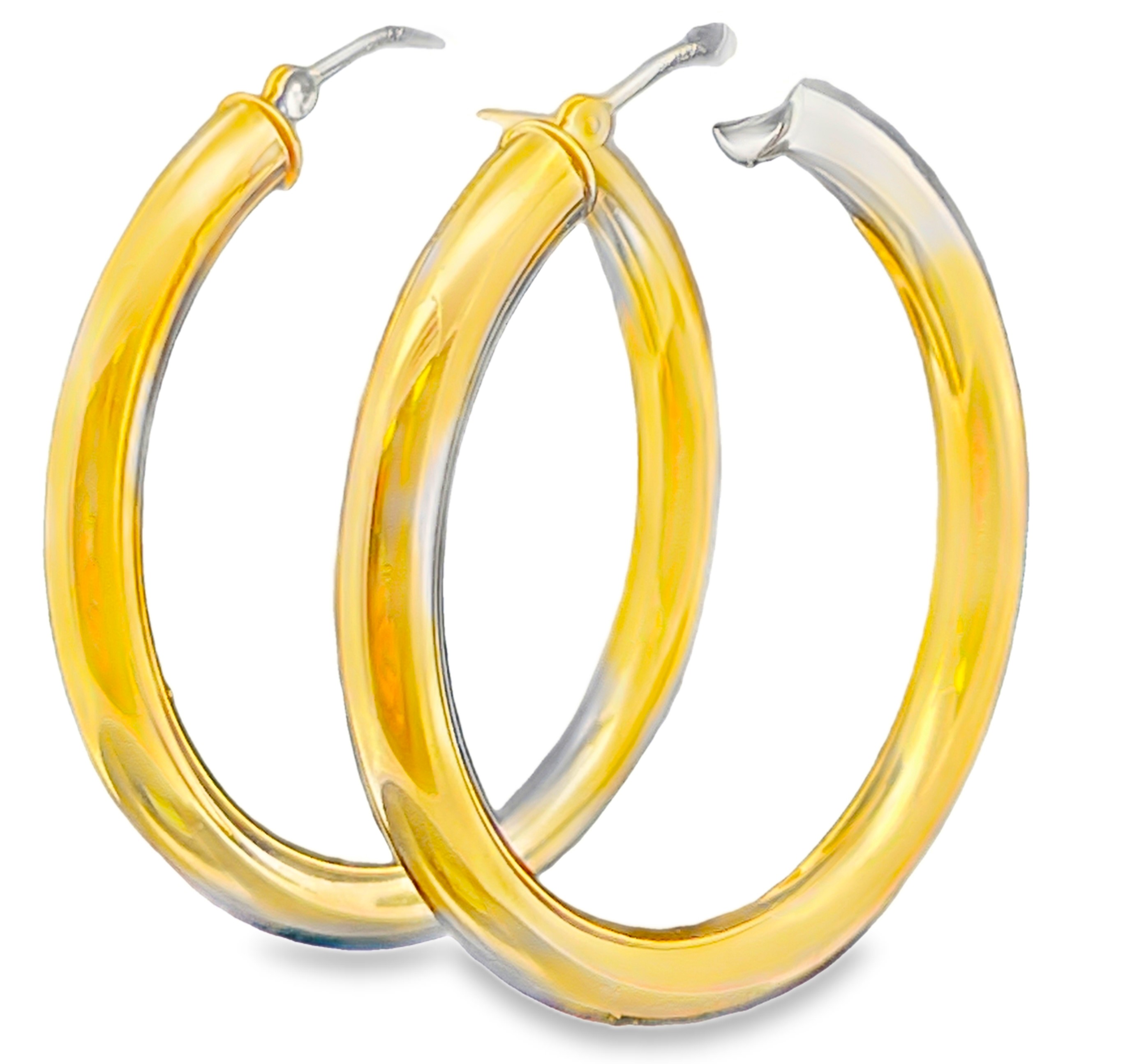 4X40MM ROUND TUBE HOOP EARRINGS 14KY