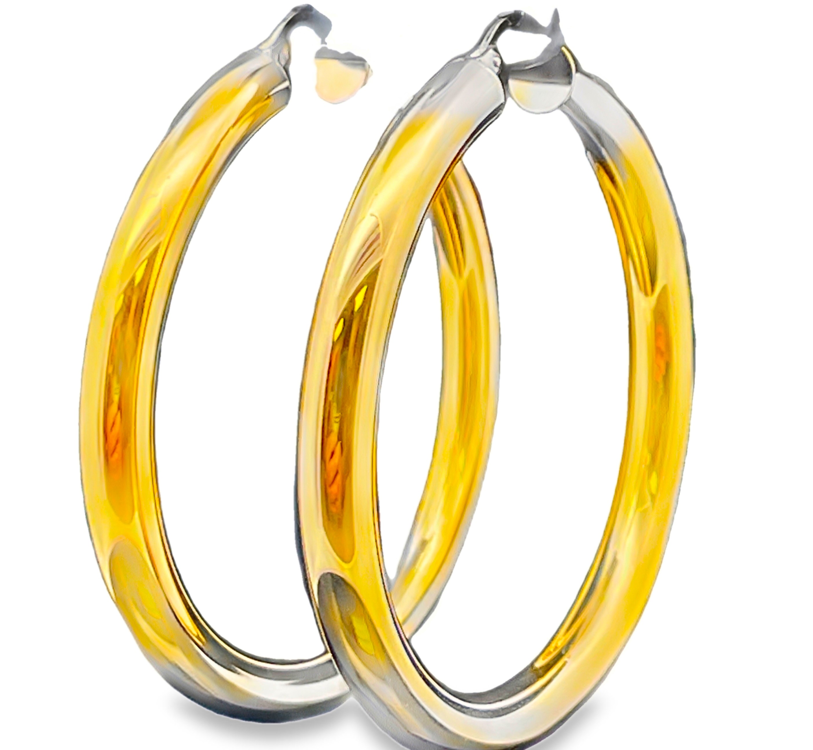 5X50MM ROUND TUBE HOOP EARRINGS 14KY