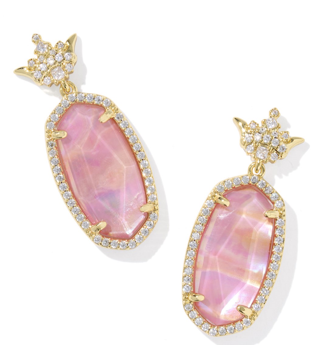 KENDRA SCOTT DISNEY PRINCESS DANA LIGHT PINK IRIDESCENT ABALONE GOLD TONE EARRINGS