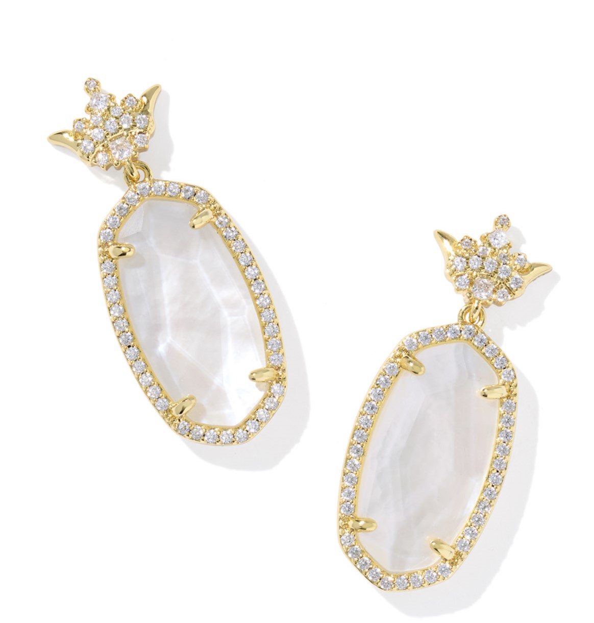 KENDRA SCOTT DISNEY PRINCESS DANA IVORY MOTHER OF PEARL GOLD TONE EARRINGS