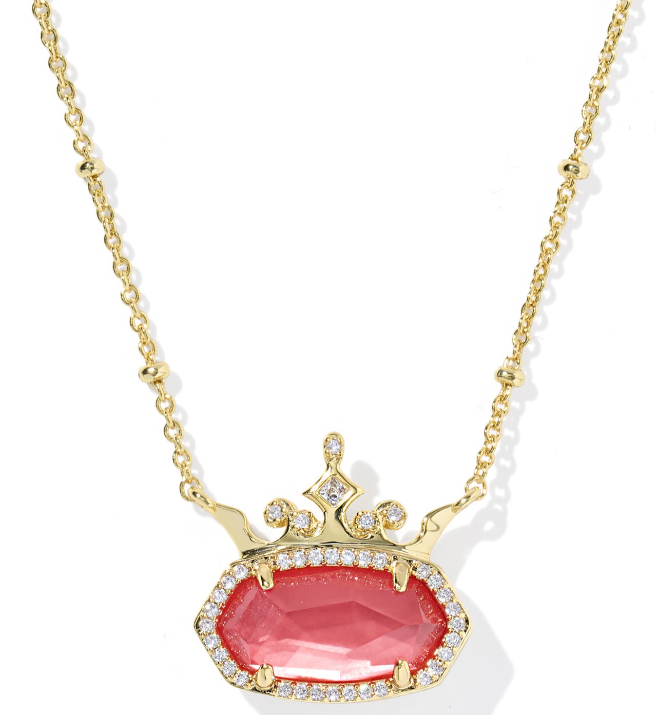 KENDRA SCOTT DISNEY PRINCESS ELISA PEACH MOTHER OF PEARL GOLD TONE NECKLACE