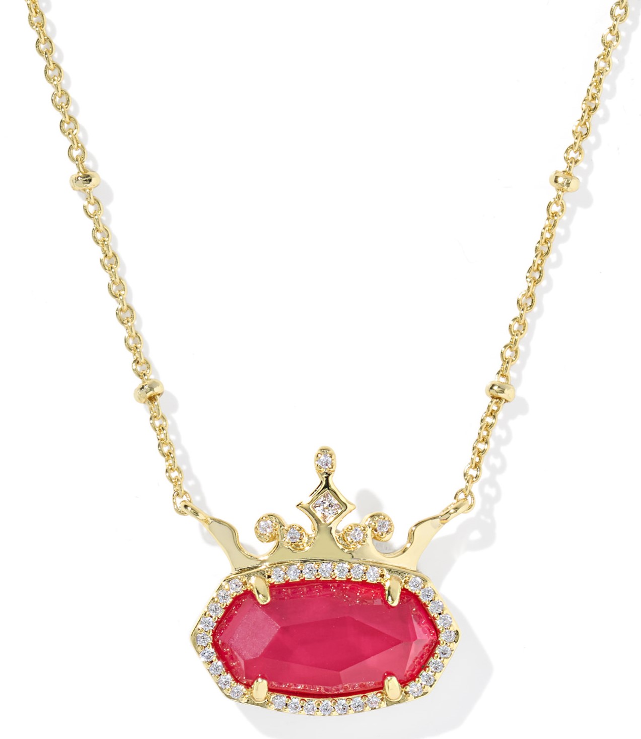 KENDRA SCOTT DISNEY PRINCESS ELISA DARK PINK MOTHER OF PEARL GOLD TONE NECKLACE