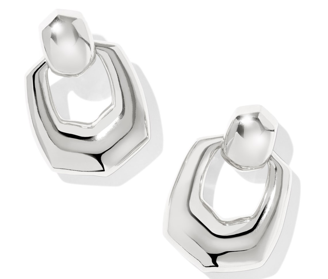 KENDRA SCOTT KAITLIN RHODIUM OPEN FRAME EARRINGS