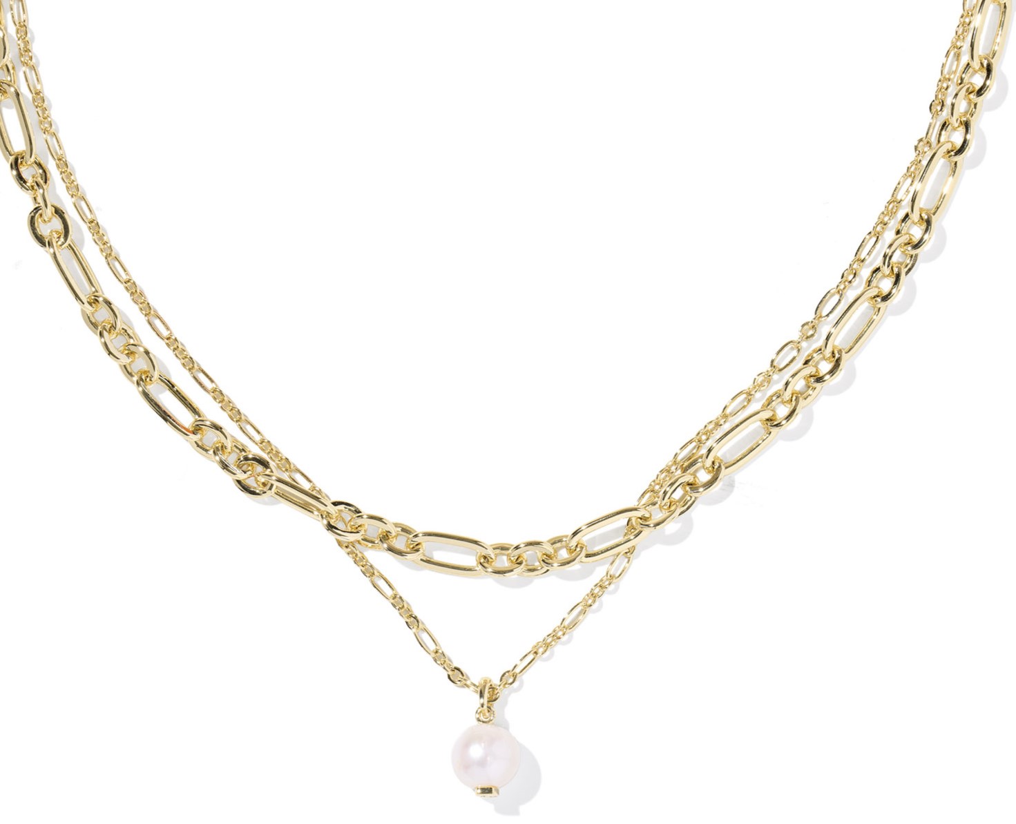 KENDRA SCOTT ASHTON FRESHWATER CULTURED PEARL GOLD TONE MULTI STRAND NECKLACE