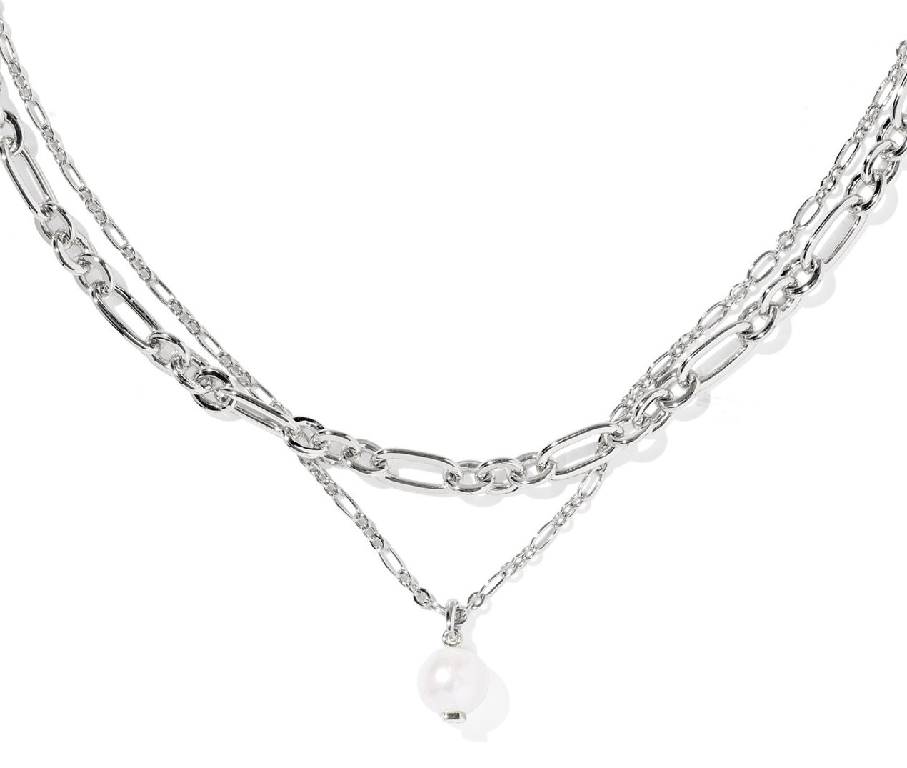 KENDRA SCOTT ASHTON FRESHWATER CULTURED PEARL RHODIUM MULTI STRAND NECKLACE