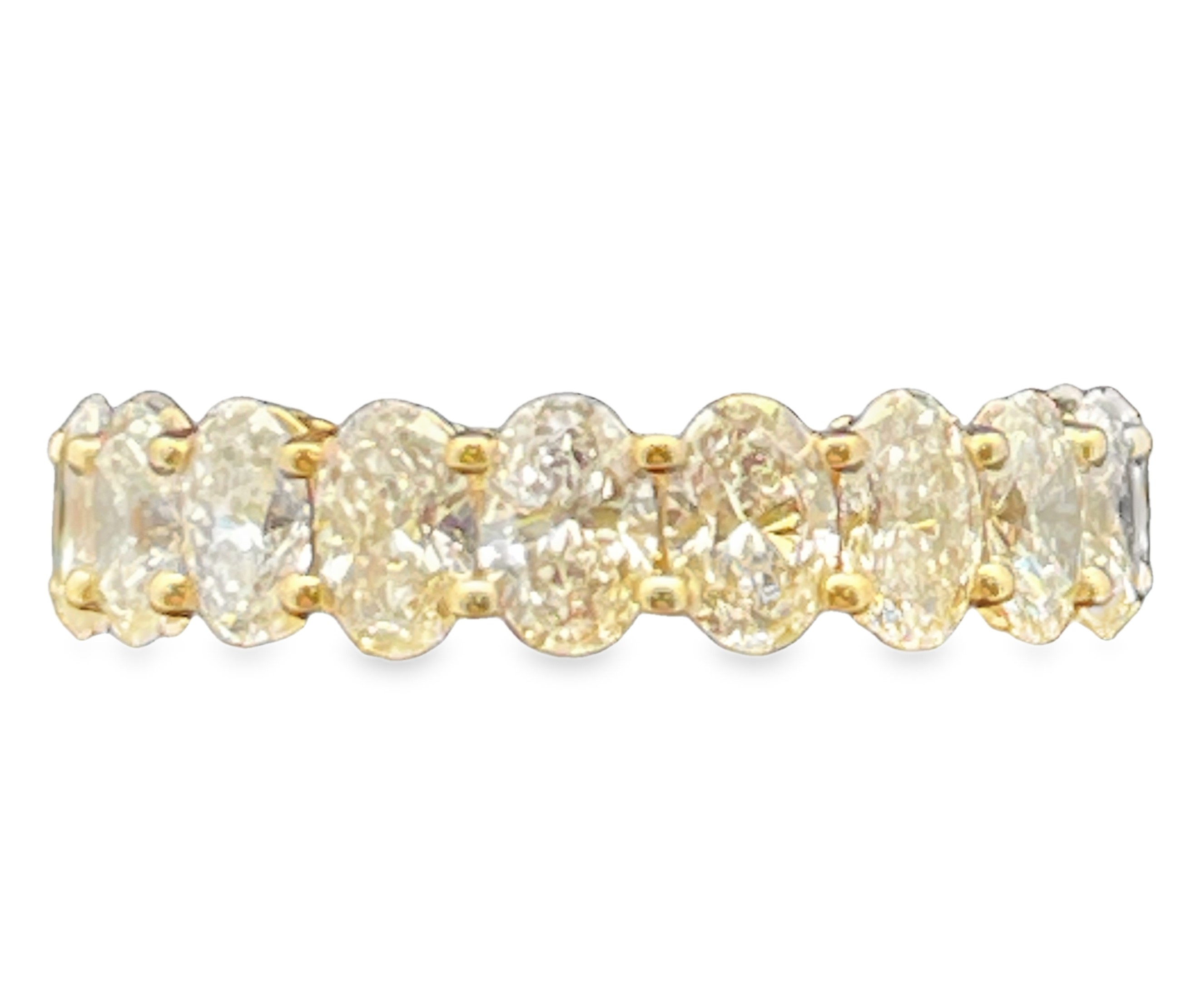 SUPER MAN MADE CREATED 4.75CTW DIAMOND ETERNITY BAND CONTAINING: 19 OVAL DIAMONDS E-F VS 14KY SIZE 7