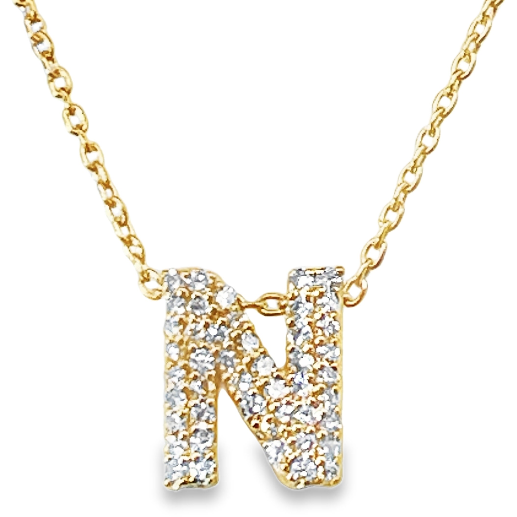 .15CTW DIAMOND INITIAL N PENDANT/CHAIN CONTAINING: 46 ROUND DIAMONDS 10KY CHAIN INCLUDED