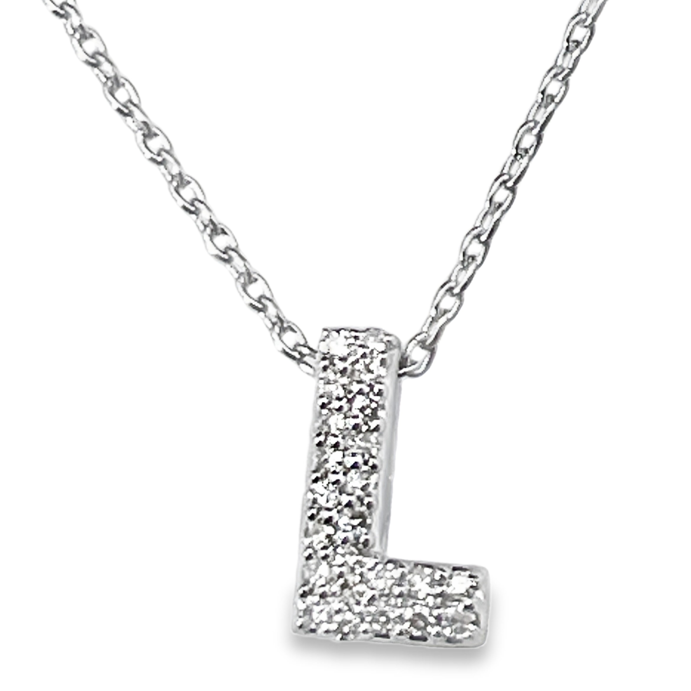 .07CTW DIAMOND INITIAL L PENDANT/CHAIN CONTAINING: 23 ROUND DIAMONDS 10KW CHAIN INCLUDED