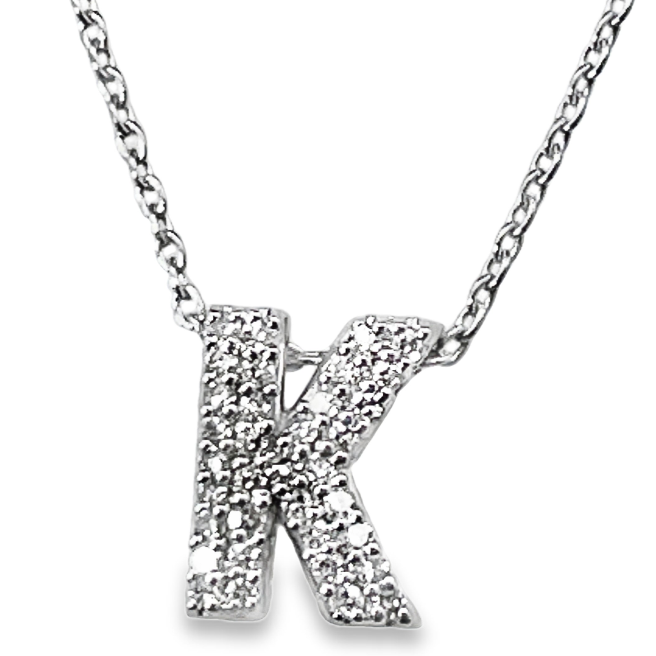 .10CTW DIAMOND INITIAL K PENDANT/CHAIN CONTAINING: 35 ROUND DIAMONDS 10KW  CHAIN INCLUDED