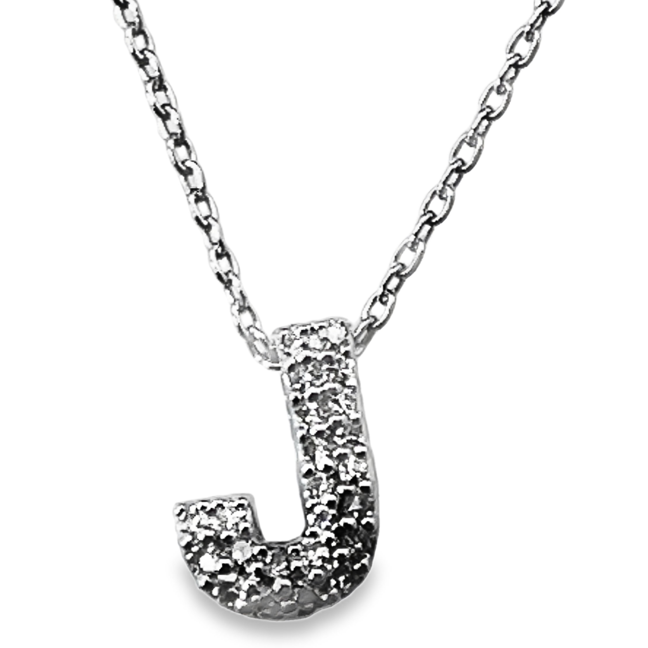 .08CTW DIAMOND INITIAL J PENDANT/CHAIN CONTAINING: 23 ROUND DIAMONDS 10KW  CHAIN INCLUDED