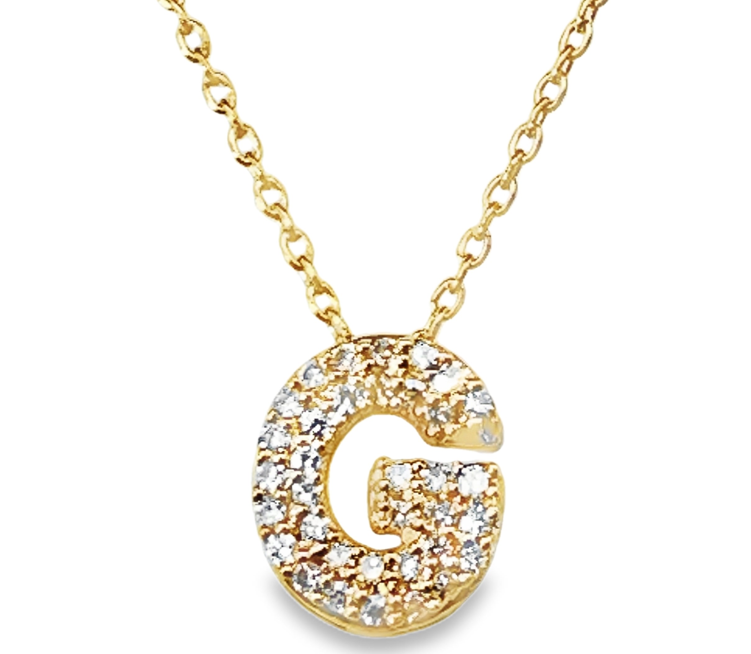 .10CTW DIAMOND INITIAL G PENDANT/CHAIN CONTAINING: 35 ROUND DIAMONDS 10KY CHAIN INCLUDED