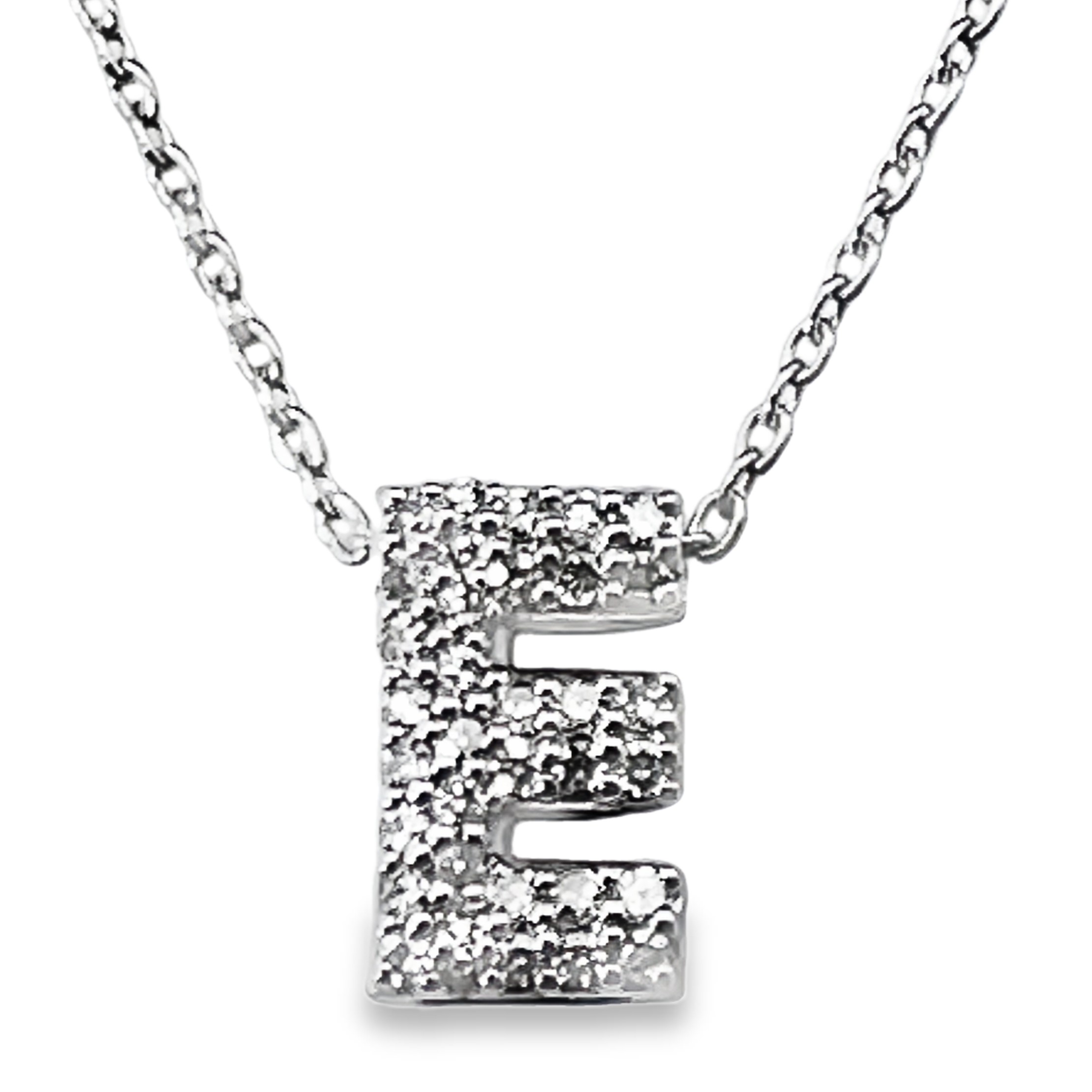 .10CTW DIAMOND INITIAL E PENDANT/CHAIN CONTAINING: 35 ROUND DIAMONDS 10KW  CHAIN INCLUDED