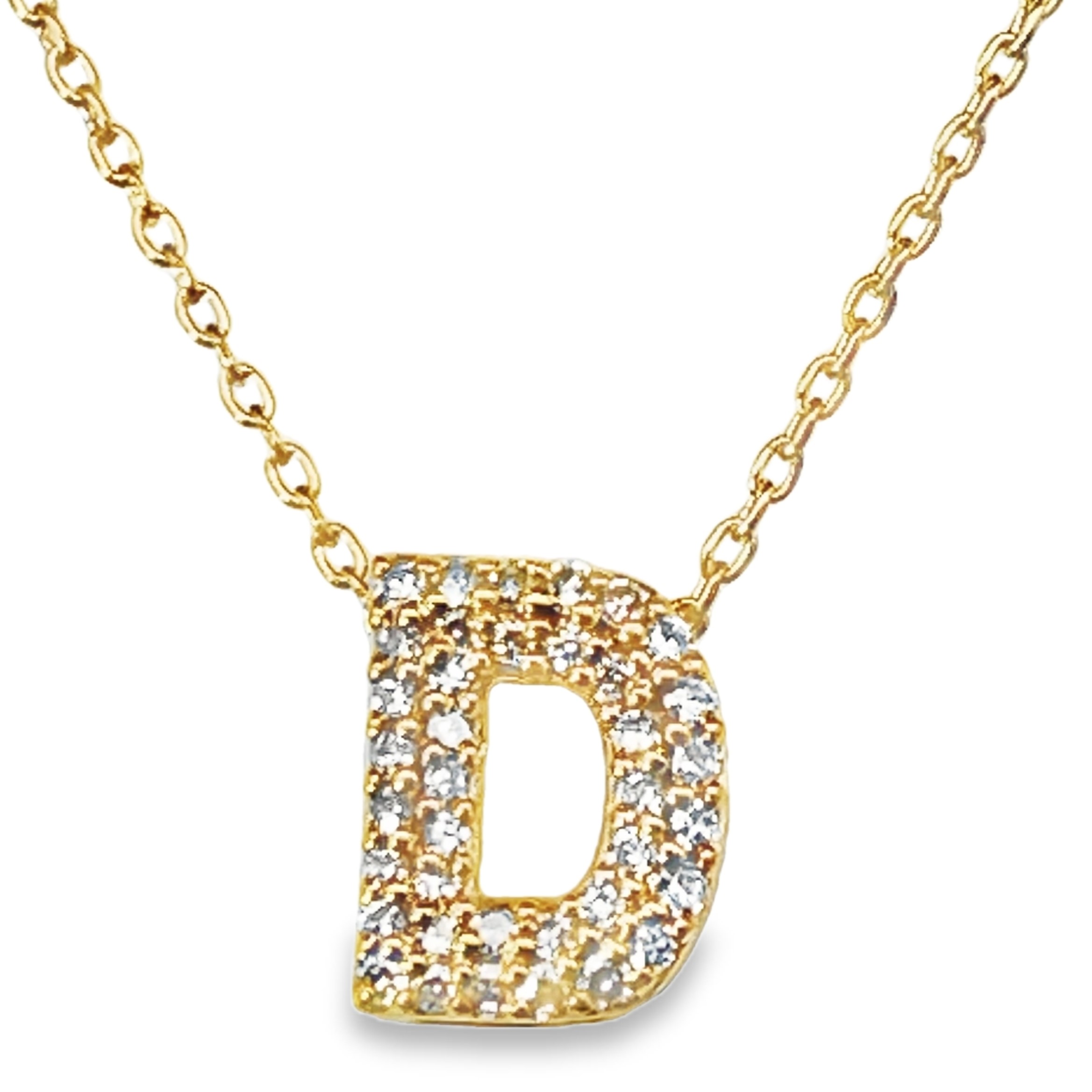 .12CTW DIAMOND INITIAL D PENDANT/CHAIN CONTAINING: 38 ROUND DIAMONDS 10KY  CHAIN INCLUDED