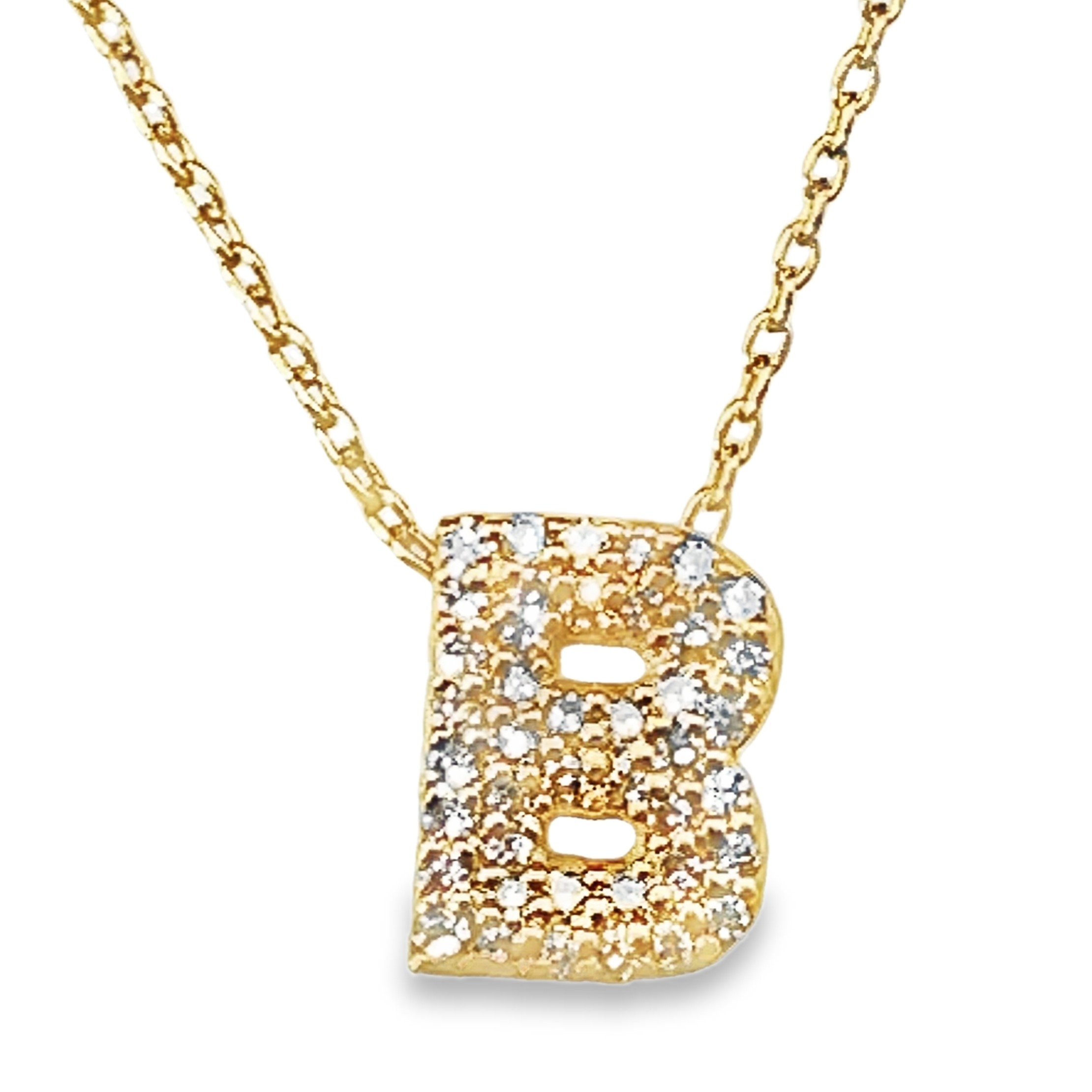 .12CTW DIAMOND INITIAL B PENDANT/CHAIN CONTAINING: 42 ROUND DIAMONDS 10KY  CHAIN INCLUDED