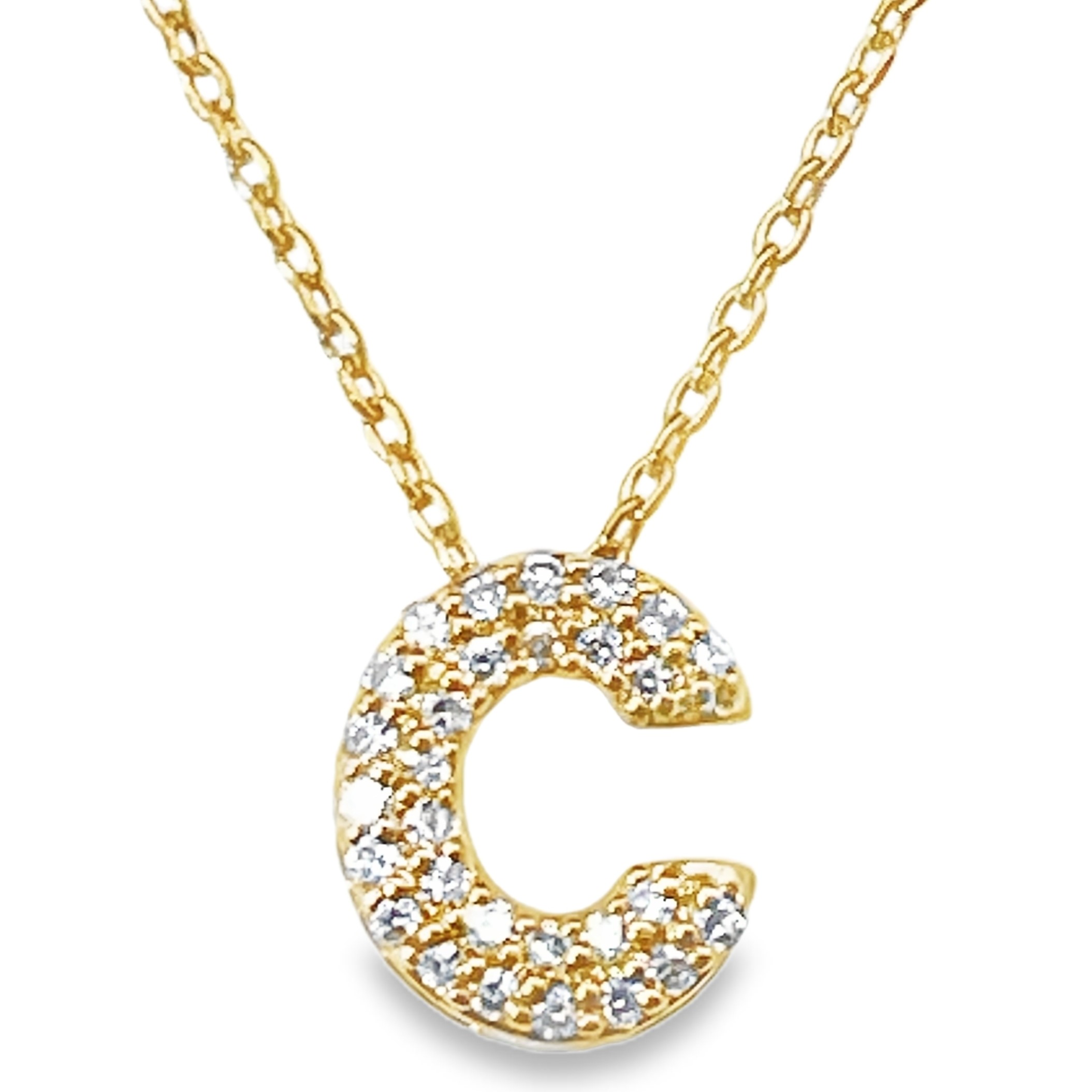 .08CTW DIAMOND INITIAL C PENDANT/CHAIN CONTAINING: 29 ROUND DIAMONDS 10KY  CHAIN INCLUDED