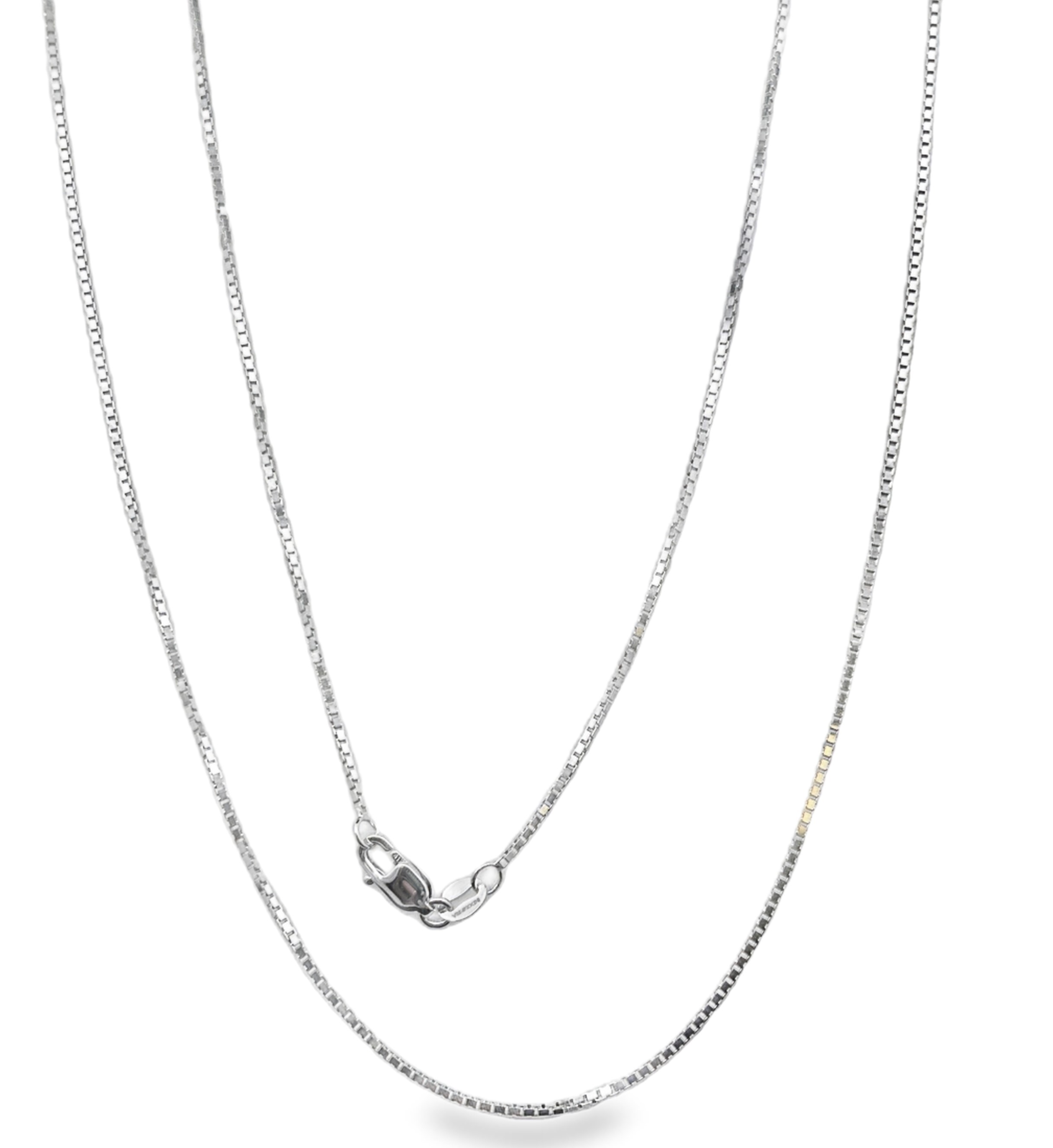 1MM CLASSIC BOX CHAIN 20" NECKLACE WITH LOBSTER CLASP 10KW